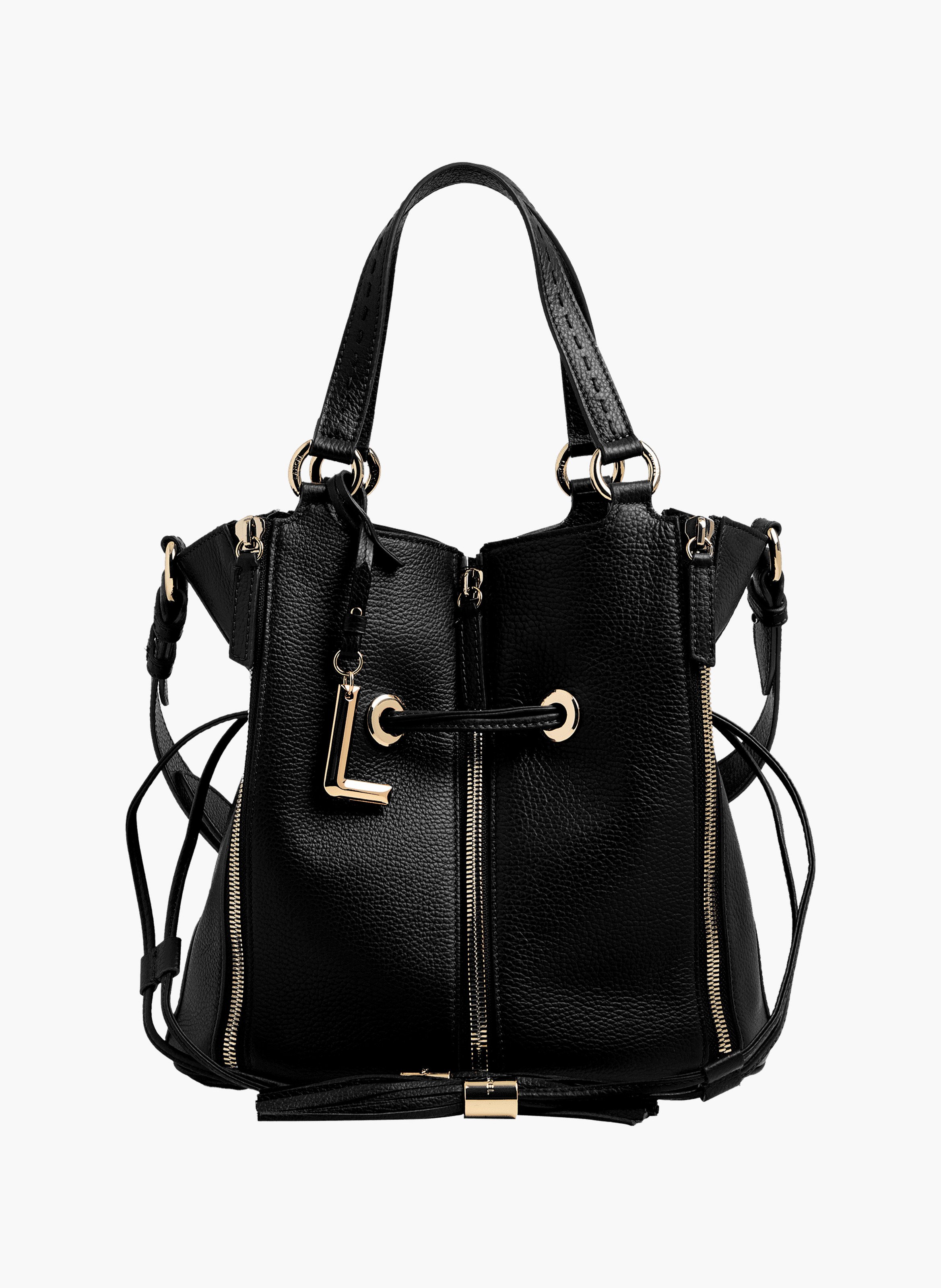 Sac seau premier flirt de lancel en animation 150y multizip : cuirs de vachette graine & suede LANCEL Noir