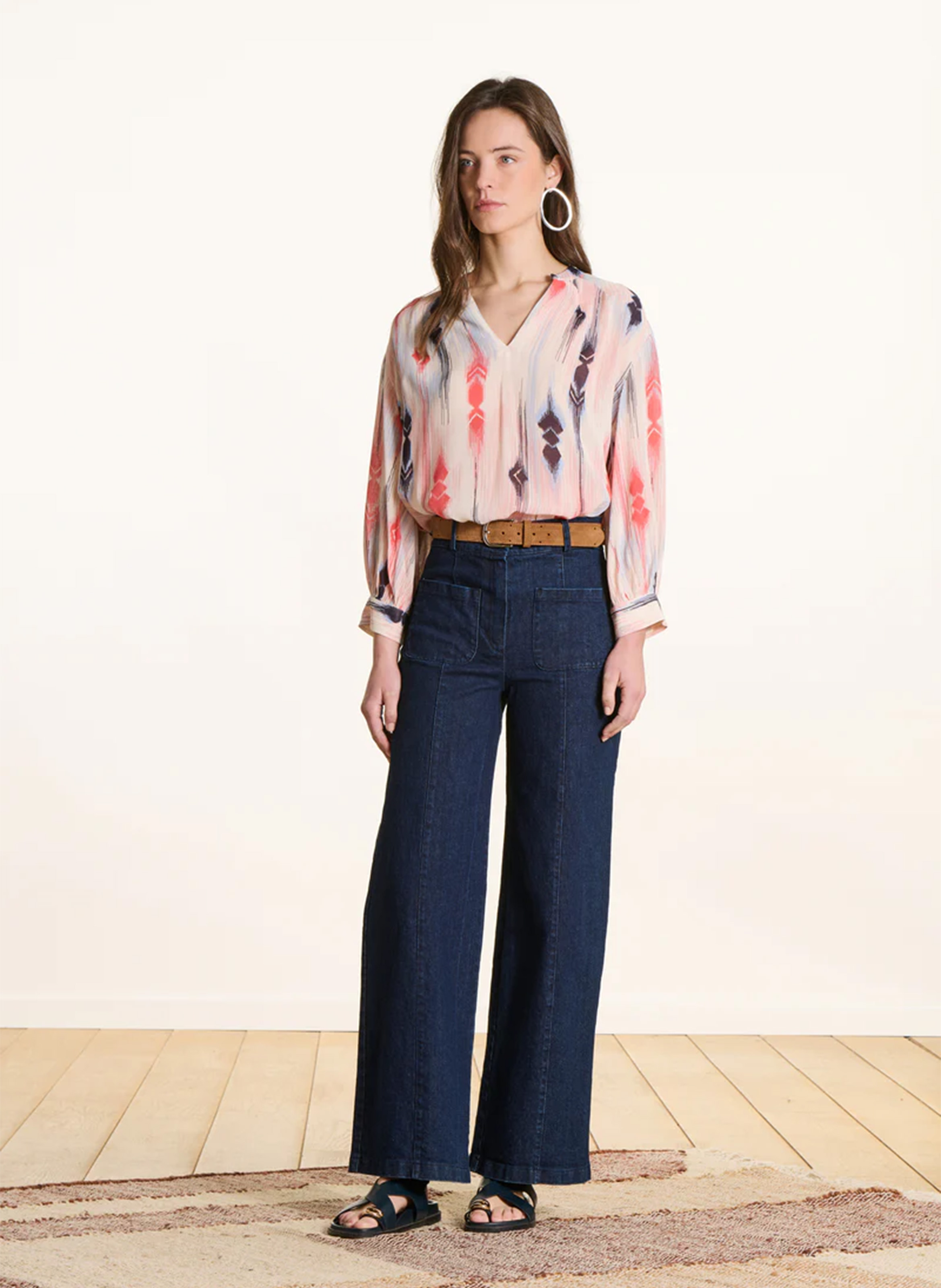 Bootcut-jeans met uitlopende pijpen van katoenmix LA FEE MARABOUTEE Blauw
