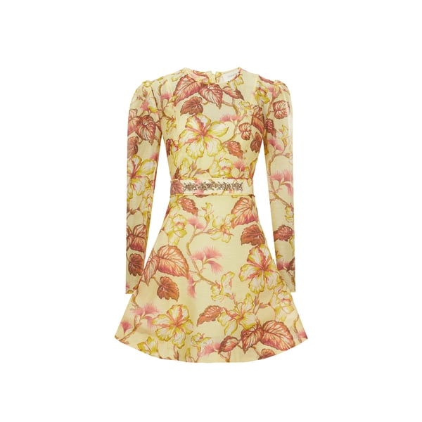 Zimmermann Hibiscus Floral-print Minidress In Multicolor