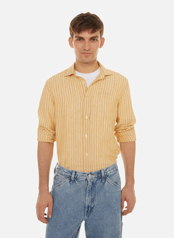 FACONNABLE Striped linen shirt Yellow
