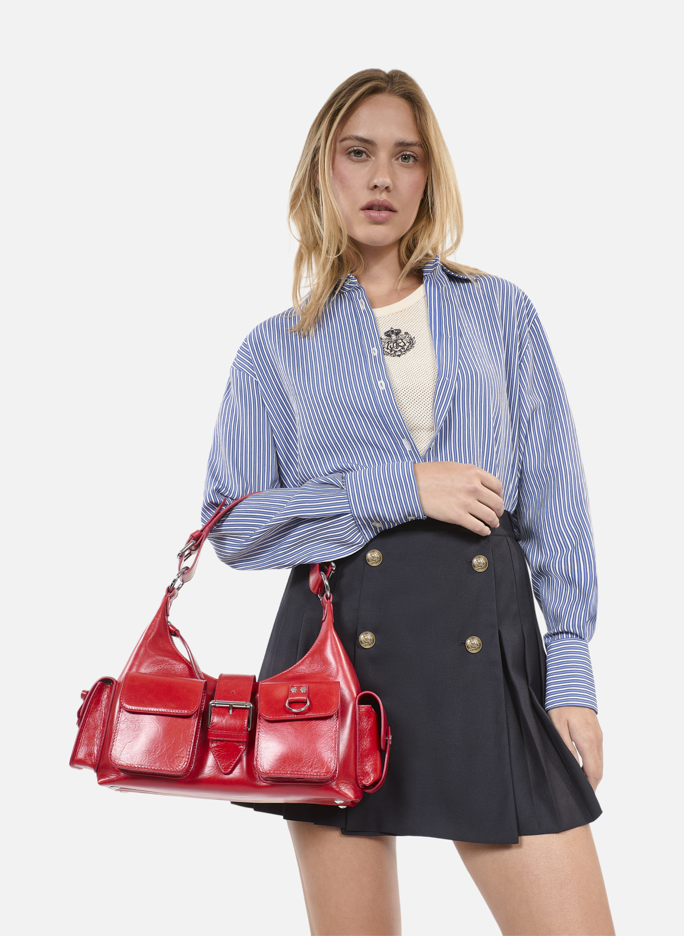 Sac amelia en cuir craquelé THE KOOPLES Rouge