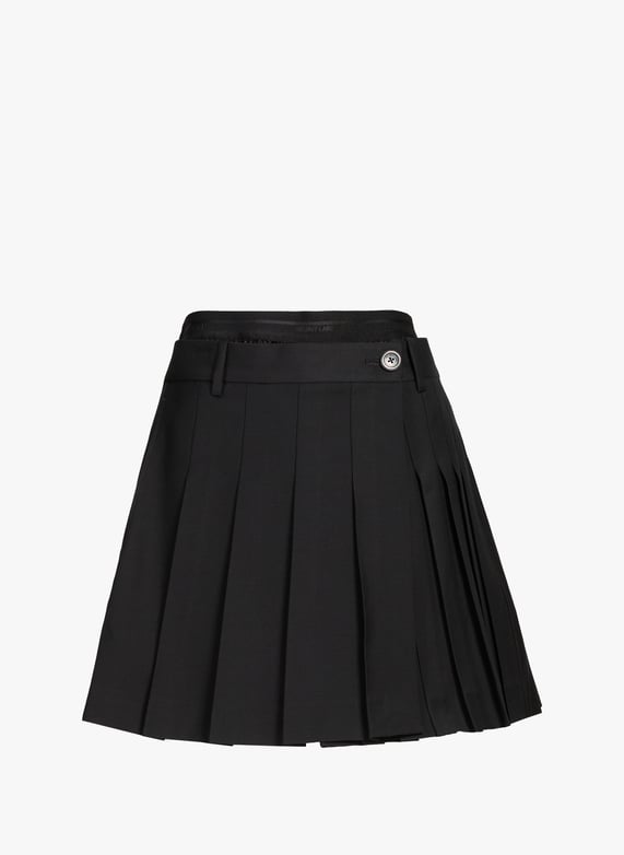 Jupe-short plissé en laine | Noir by HELMUT LANG Jupe-short plissé en laine Noir