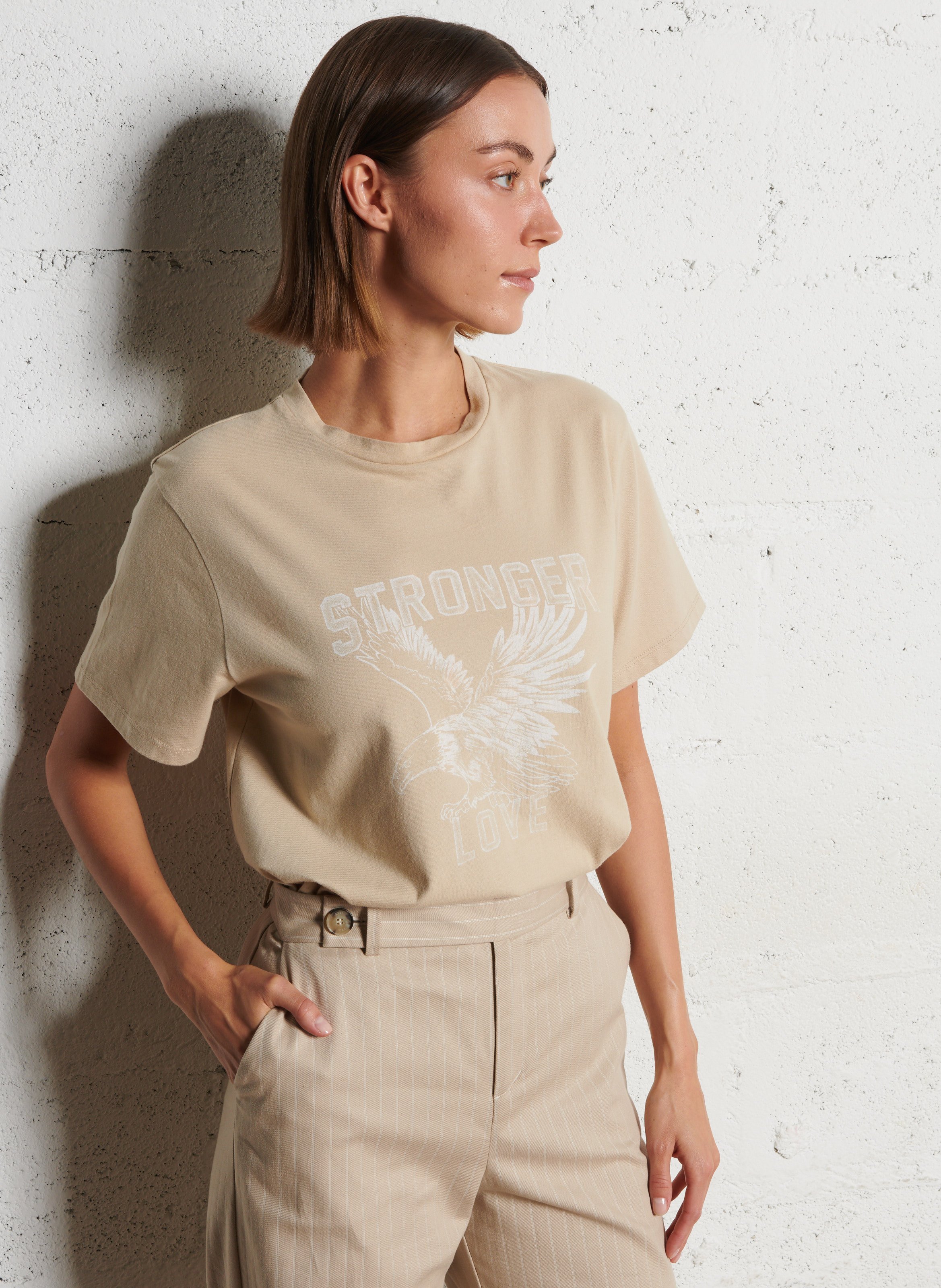 Tee-shirt col rond en coton IKKS Beige