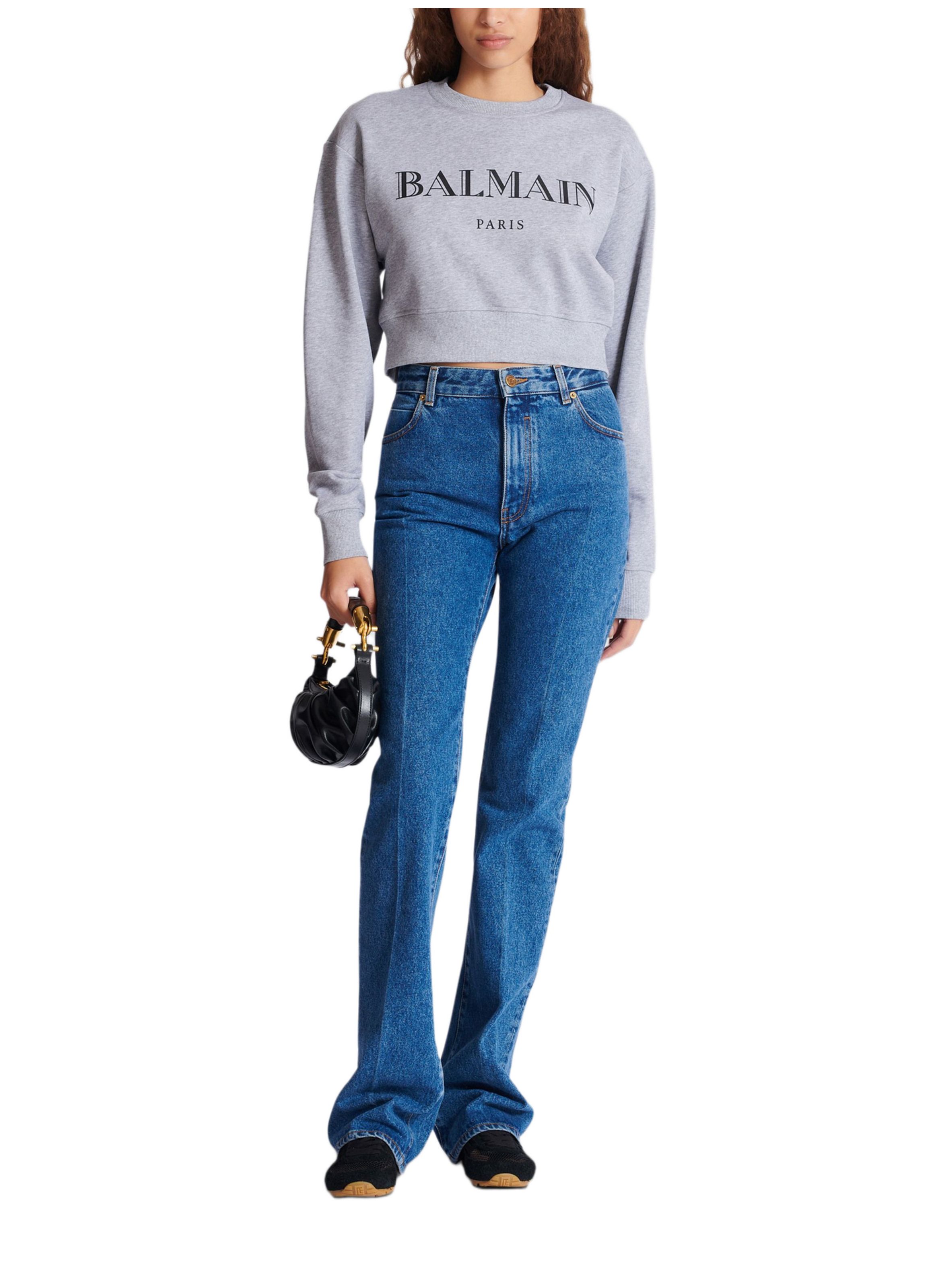 Sweat-shirt à col ras du cou imprimé balmain BALMAIN Gris