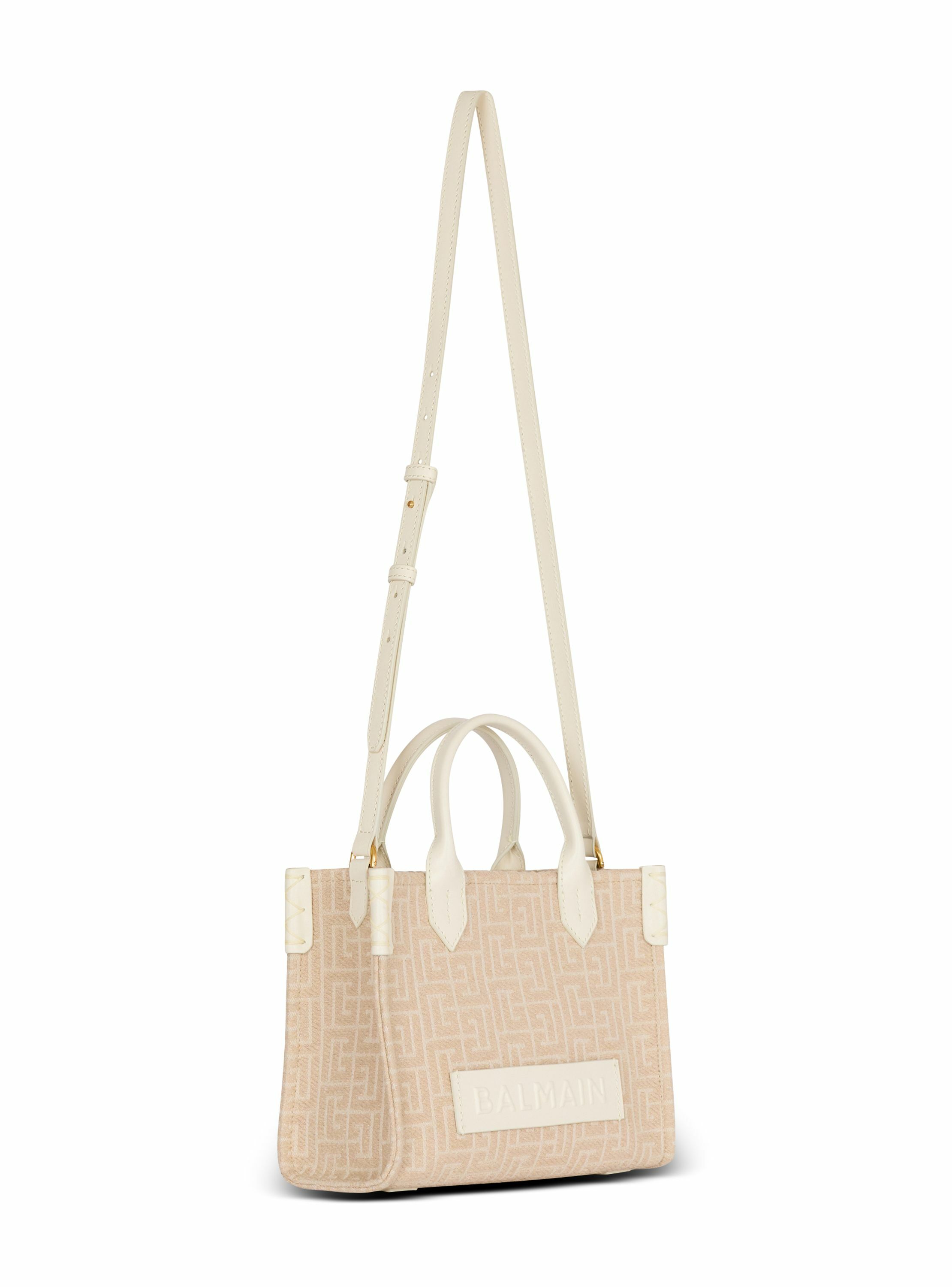 Sac cabas b-army small en toile monogrammée et cuir BALMAIN Beige