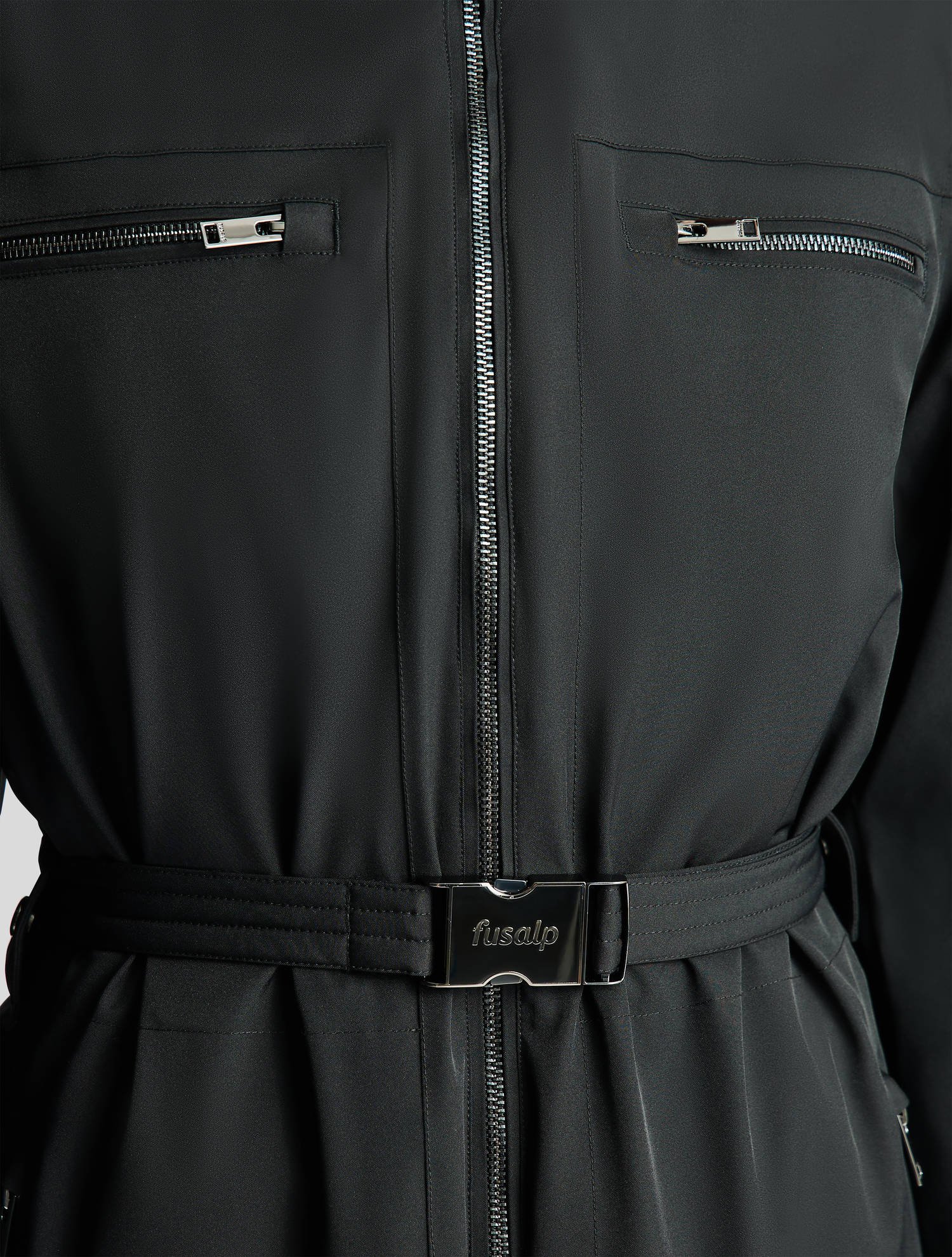 Manteau shaïs col capuche coupe regular FUSALP Noir