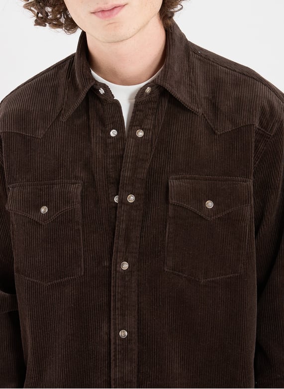 Surchemise Ricky côtelée en coton | Marron by NN.07 Surchemise Ricky côtelée en coton Marron