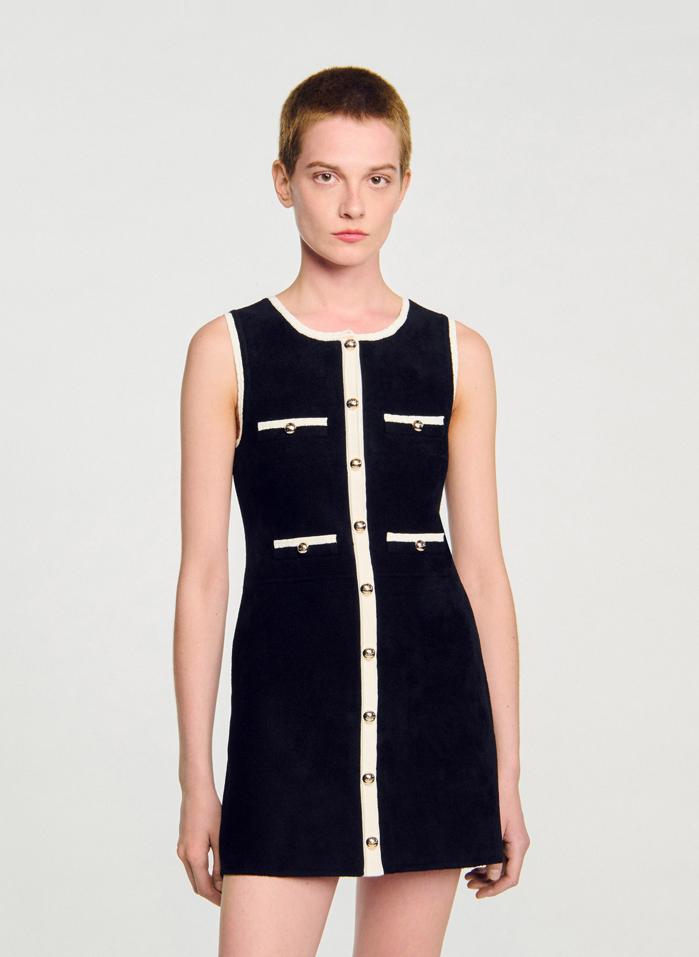 Robe courte évasée col rond SANDRO Noir