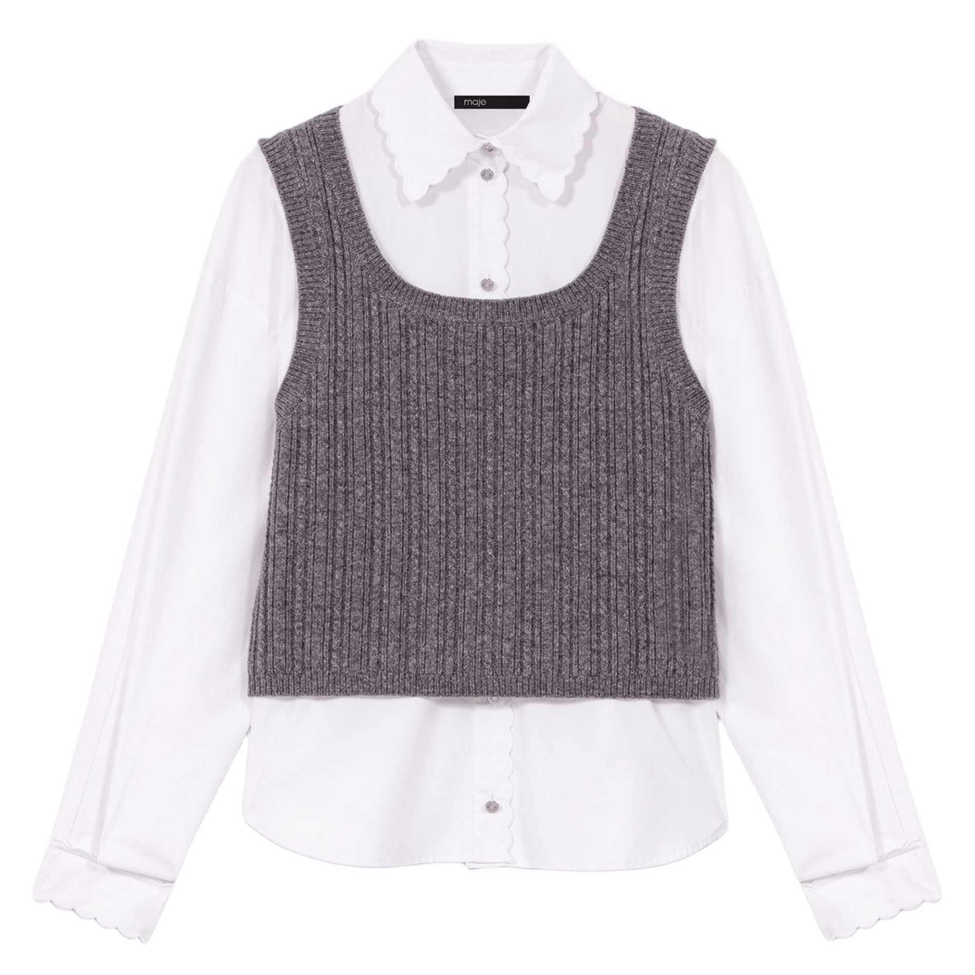 Top en maille 2-en-1 MAJE Gris