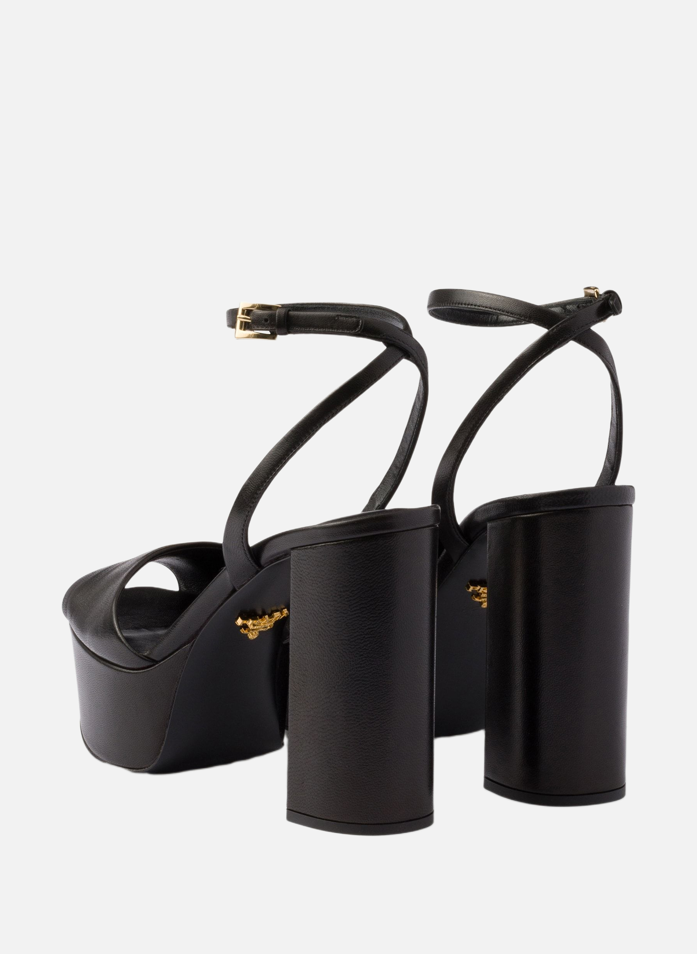 Sandales à plateforme en cuir nappa PRADA Noir