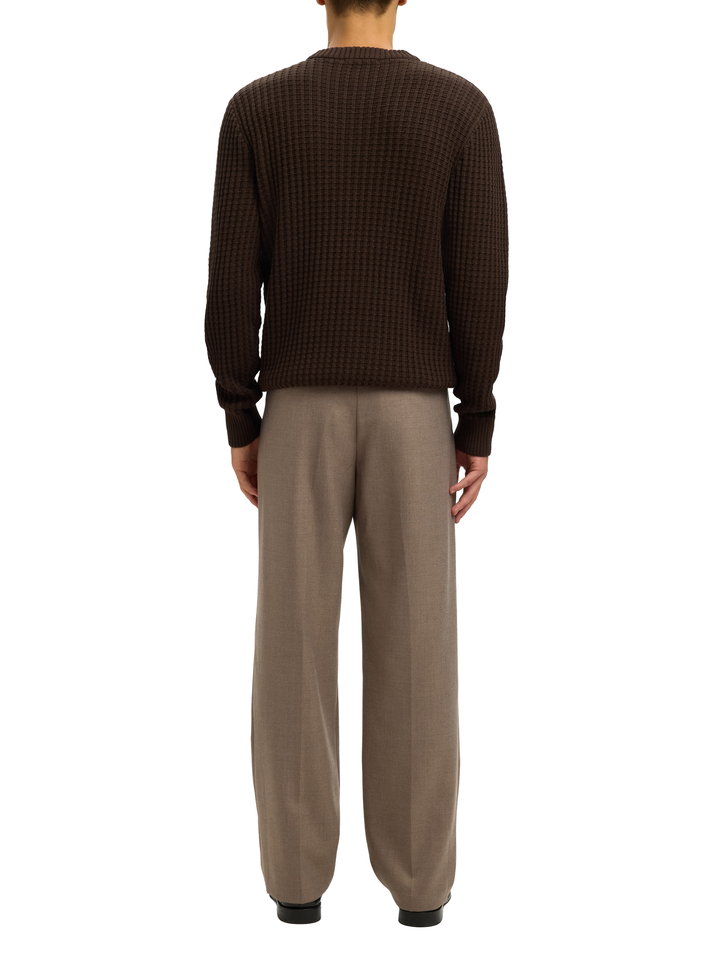 Pull col rond en coton SELECTED Marron