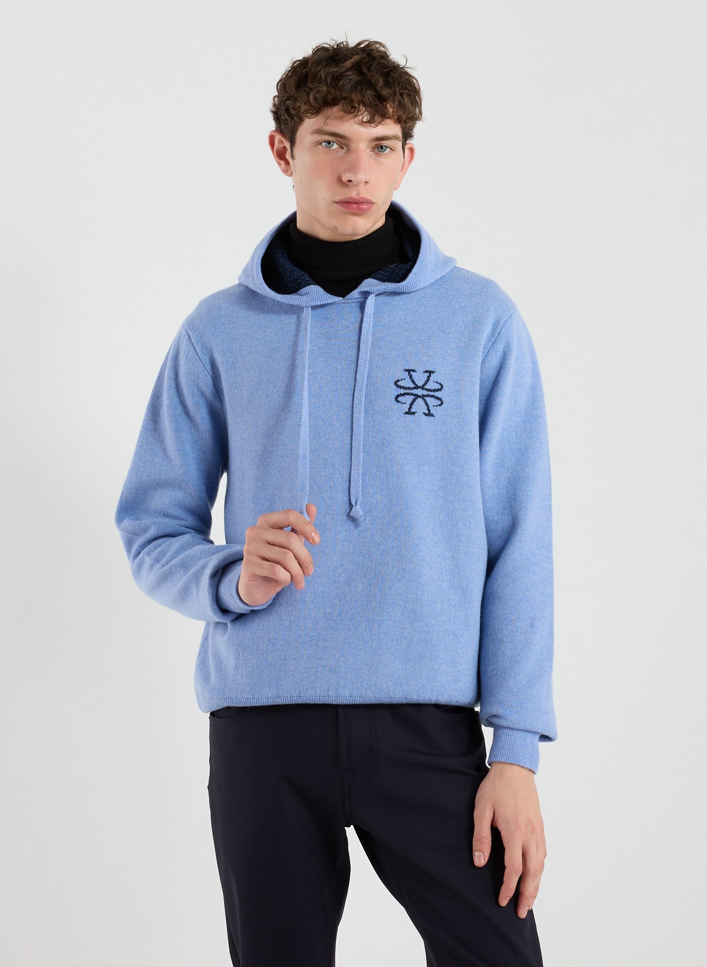 JACOB COHEN Pull à capuche en laine mélangée Bleu