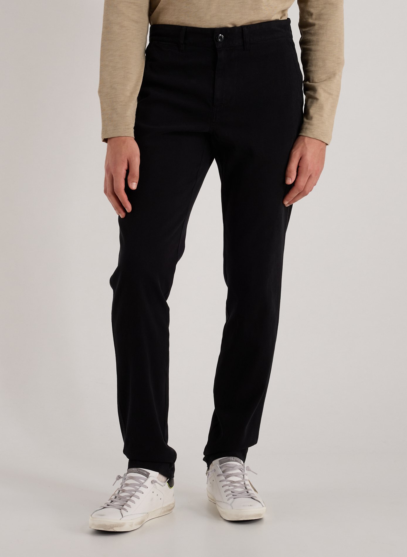 EDEN PARK Pantalon chino sans plis en coton piqué Noir