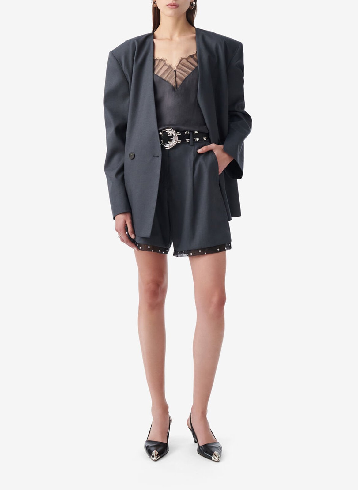 Veste tailleur col v uni sabrine IRO Gris