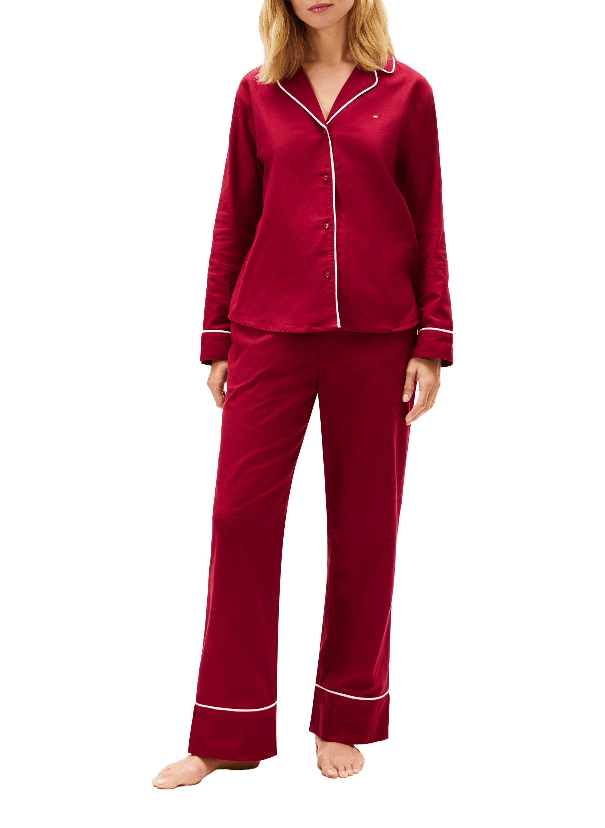 Chemise de pyjama en coton TOMMY HILFIGER Rouge