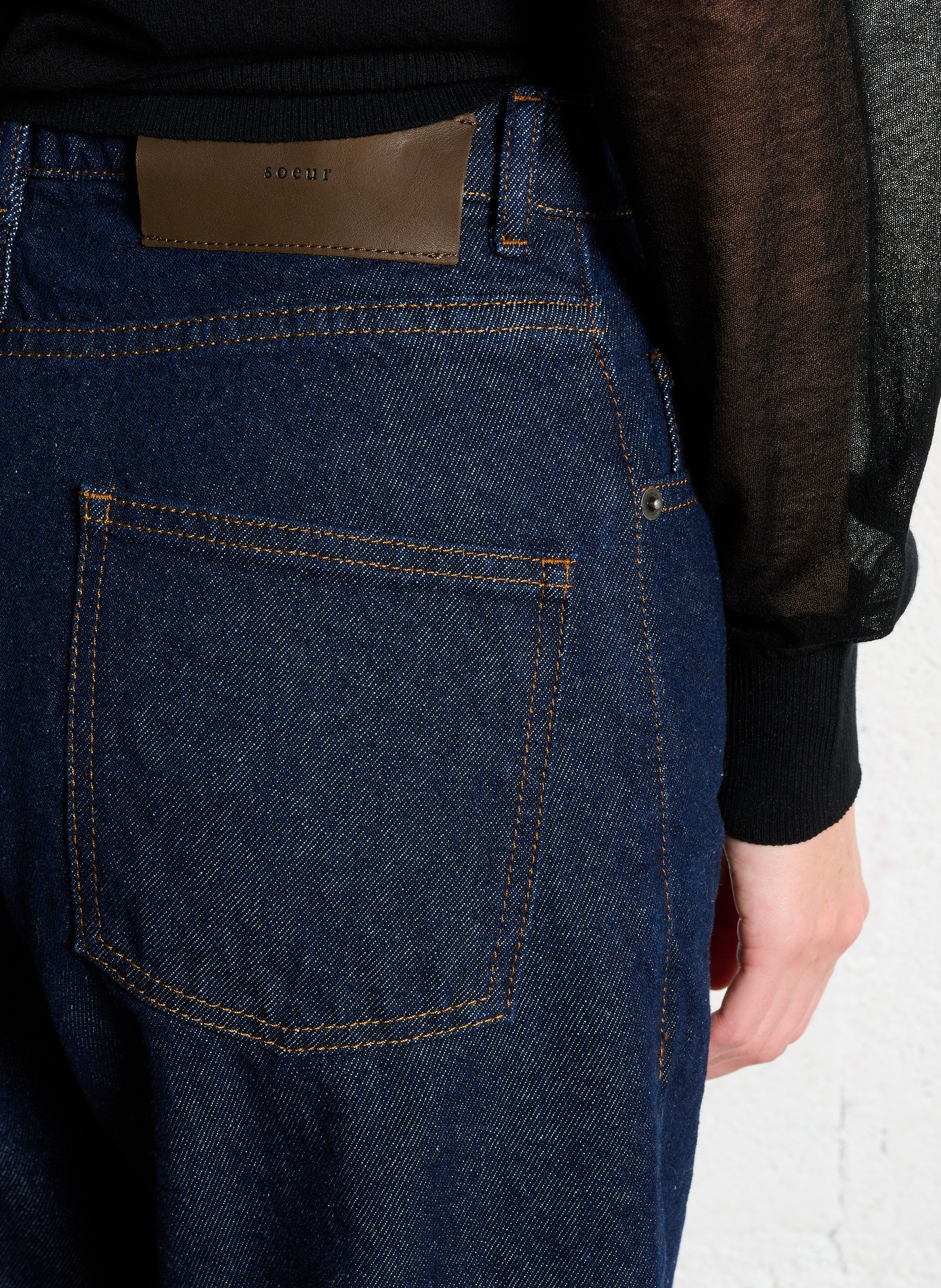 Jean droit taille haute en coton bio barnabe SOEUR Bleu