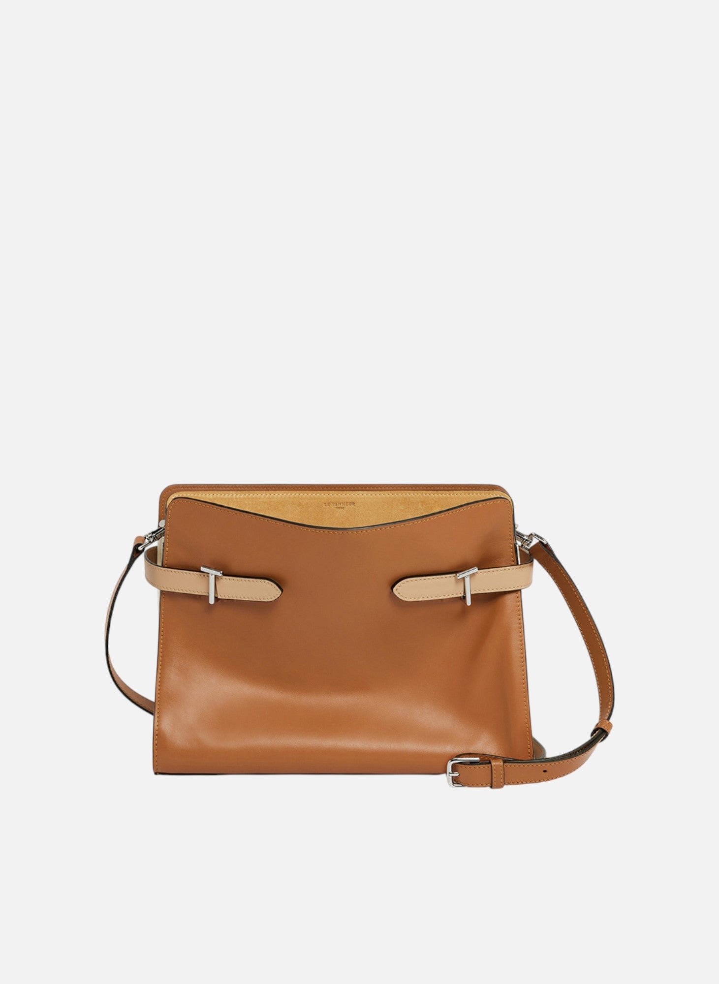 Sac porté épaule grand modèle emie en cuir lisse et nubuck LE TANNEUR Marron