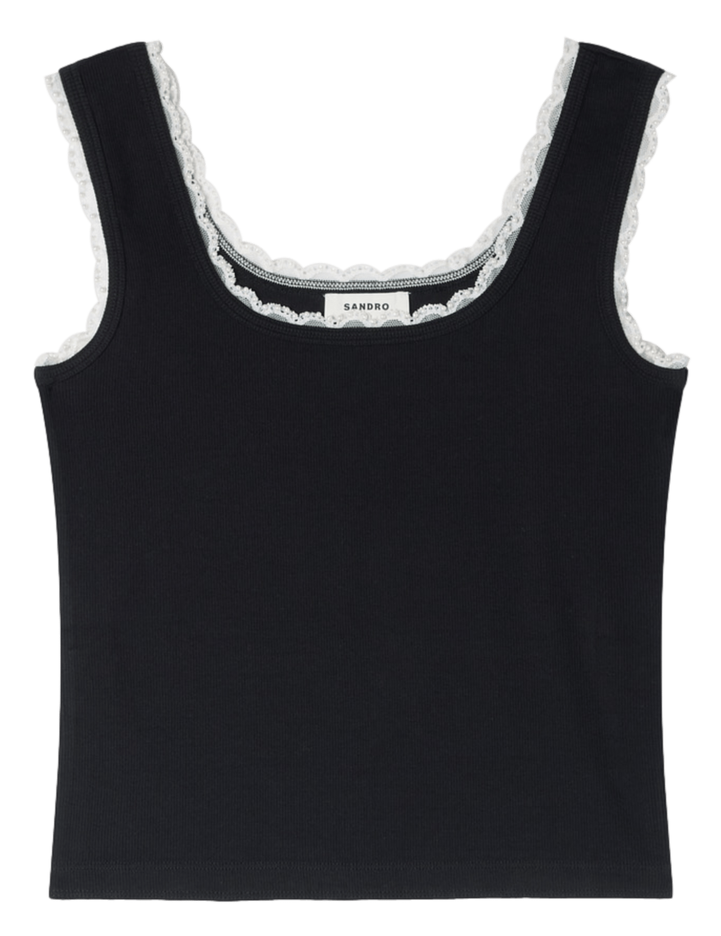 Top col rond  en coton SANDRO Noir