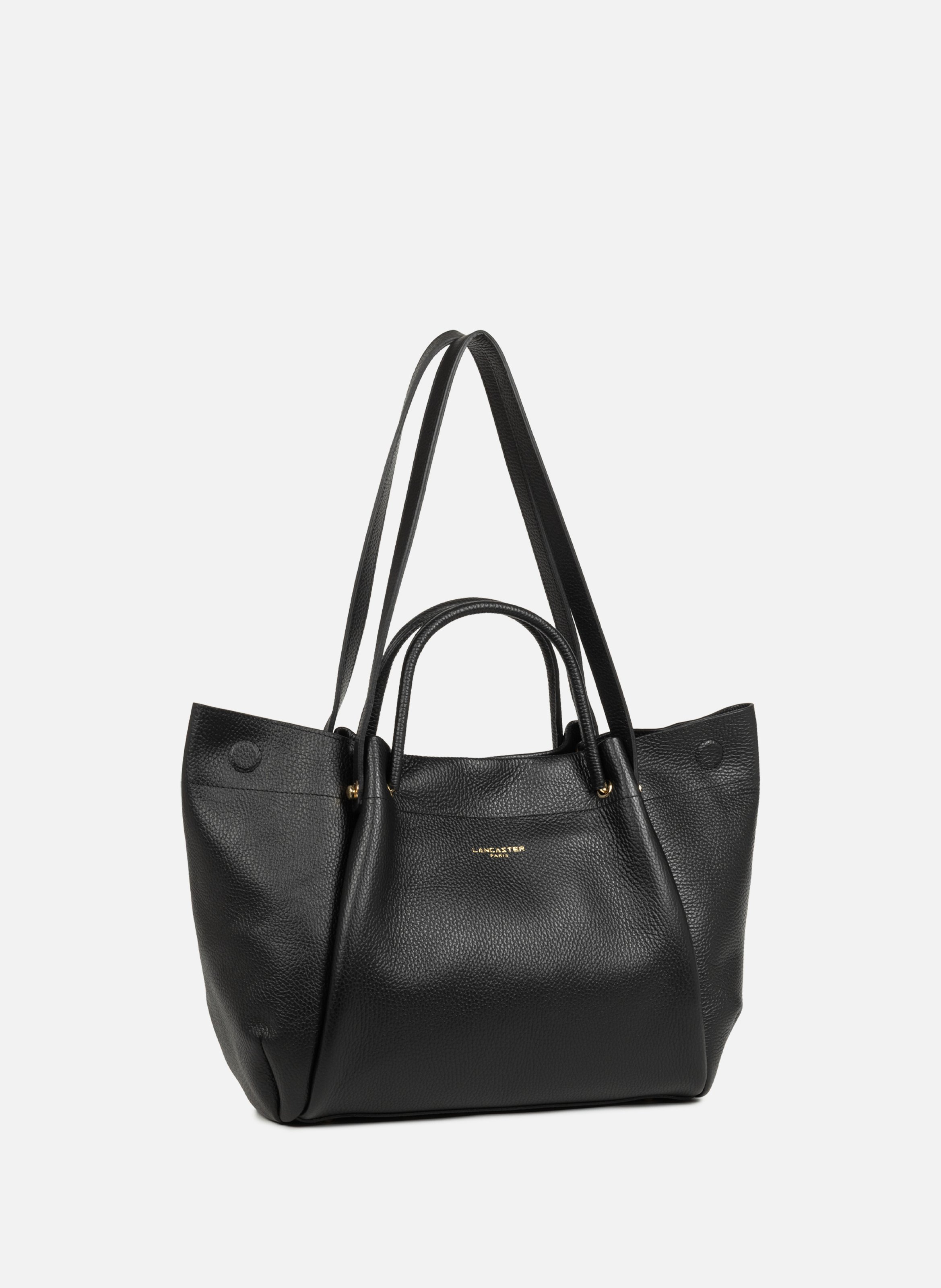 Très grand sac cabas épaule - foulonné double louisa LANCASTER Noir