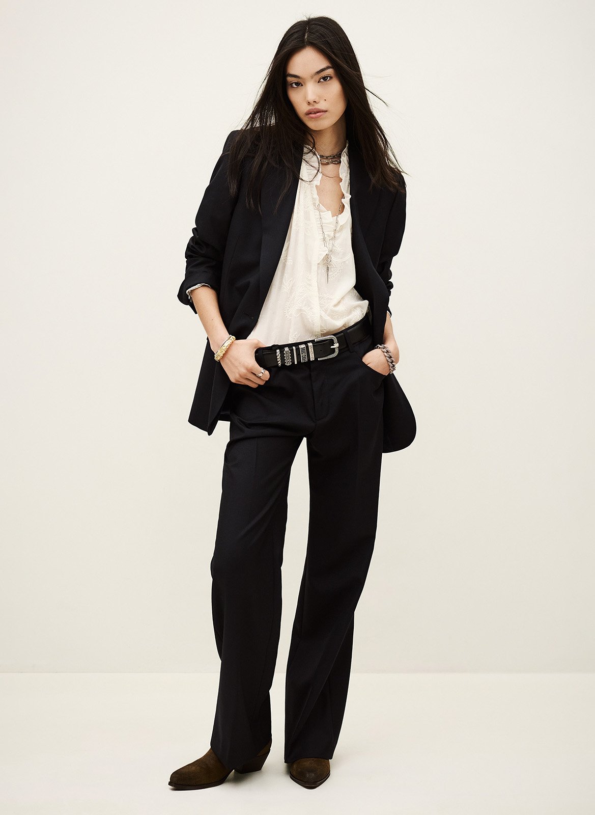 Veste de blazer droite en laine nisha BA&SH Bleu