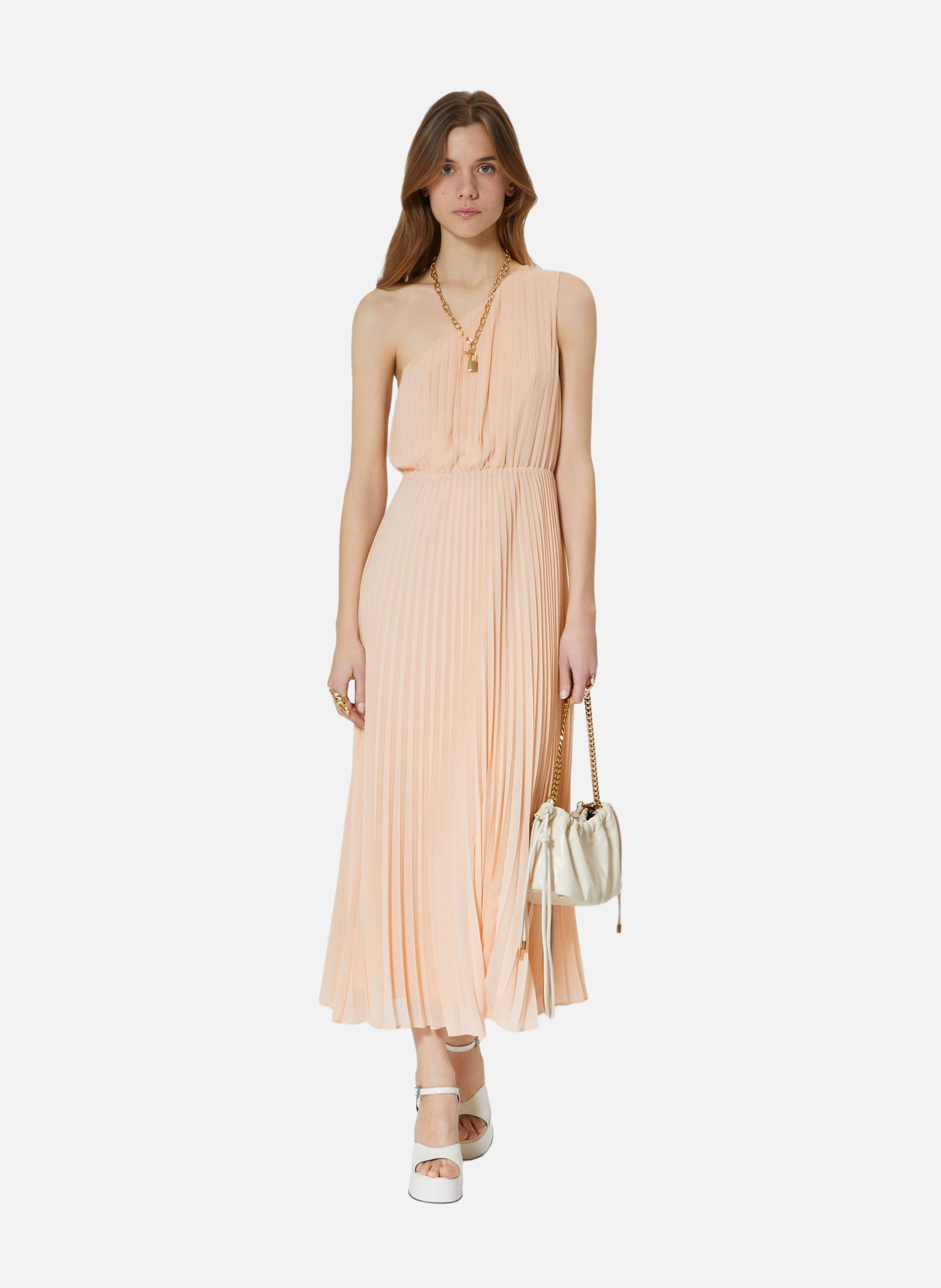 Robe longue asymétrique plissée THE KOOPLES Beige