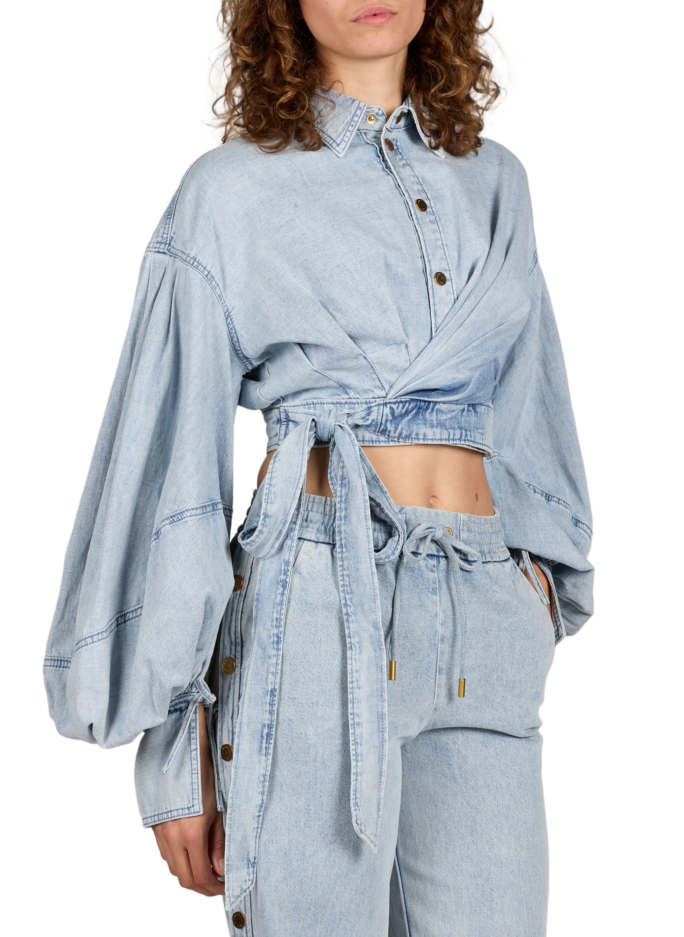 Top denim à nouer en coton ZIMMERMANN Bleu
