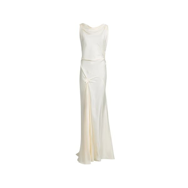 Robe sans manches drapée et satinée Robe sans manches drapée et satinée
