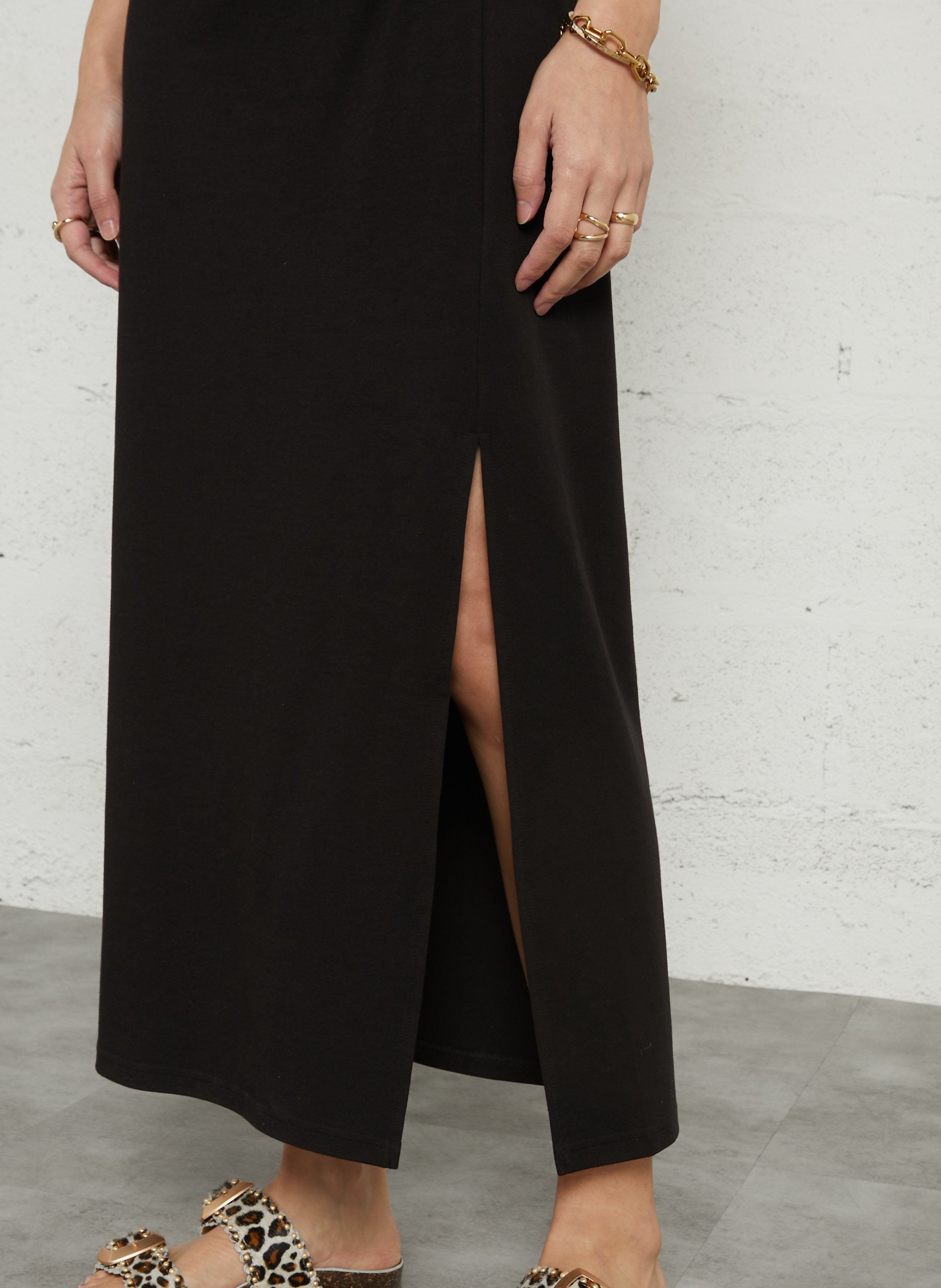 Robe longue cintrée à fronces unie brisbane MAISON 123 Noir