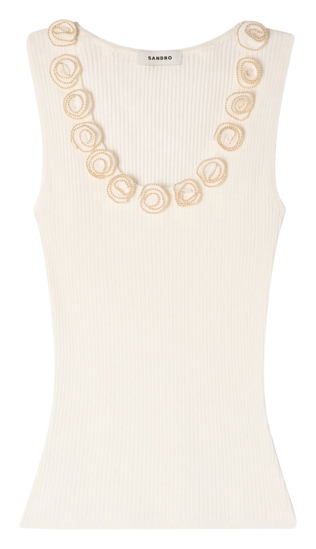 Top en maille côtelé SANDRO Blanc