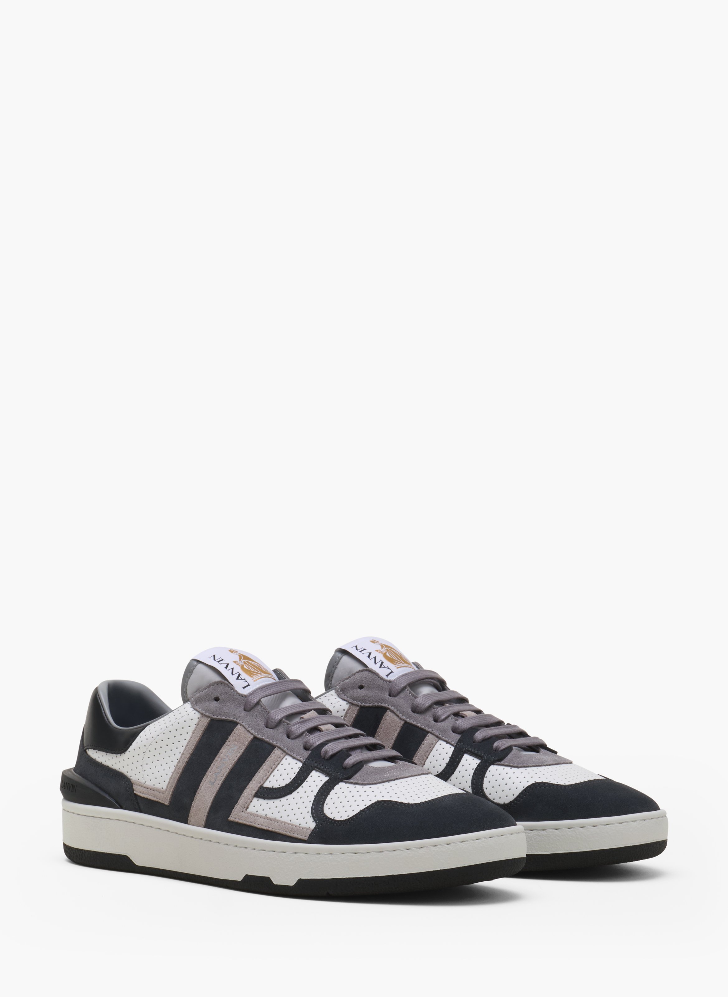 Sneakers clay en cuir perforé et suède LANVIN Noir