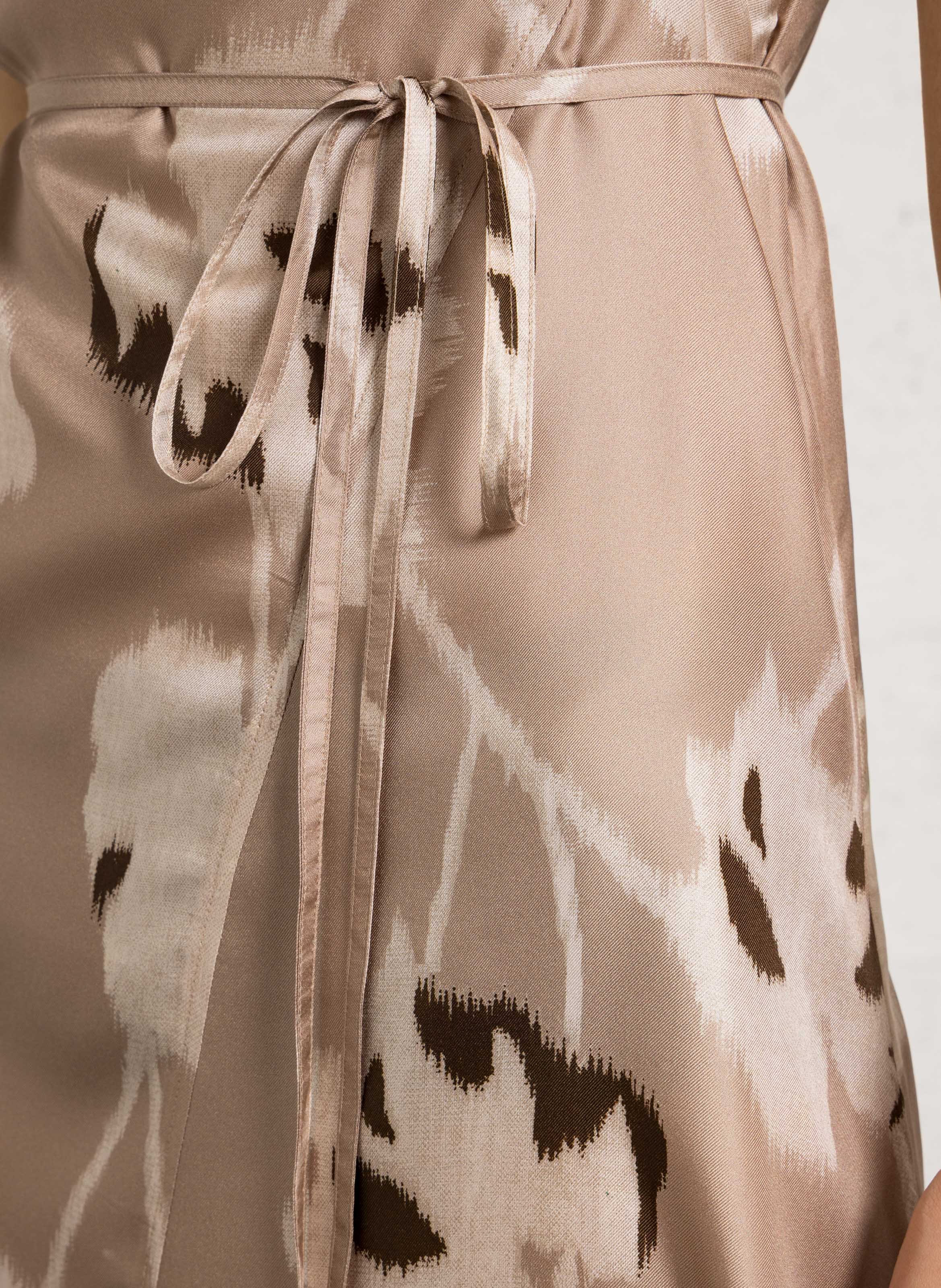 Robe midi imprimée en soie felicie SOEUR Beige