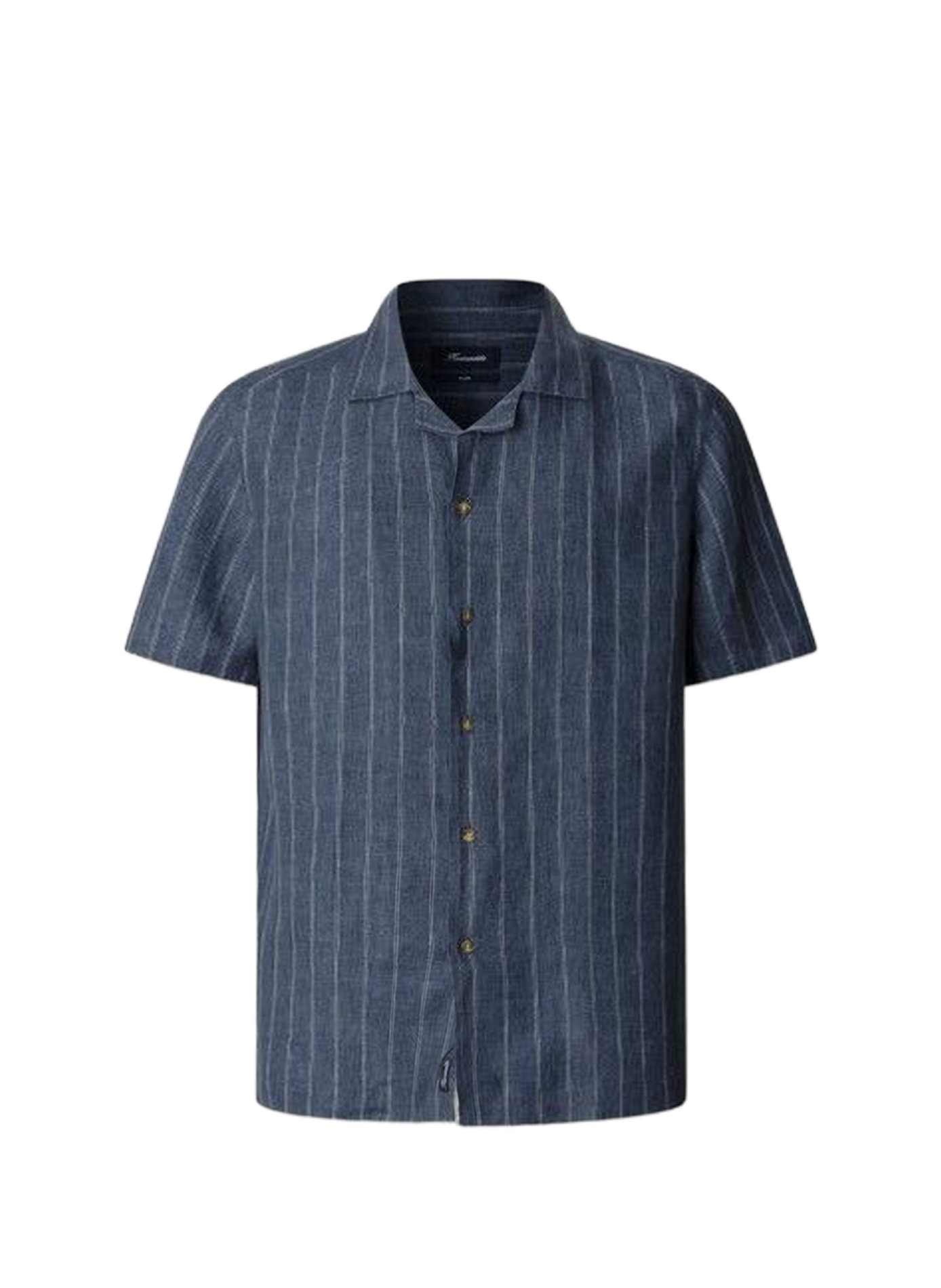 Short-sleeved linen shirt with stripes FACONNABLE Blue