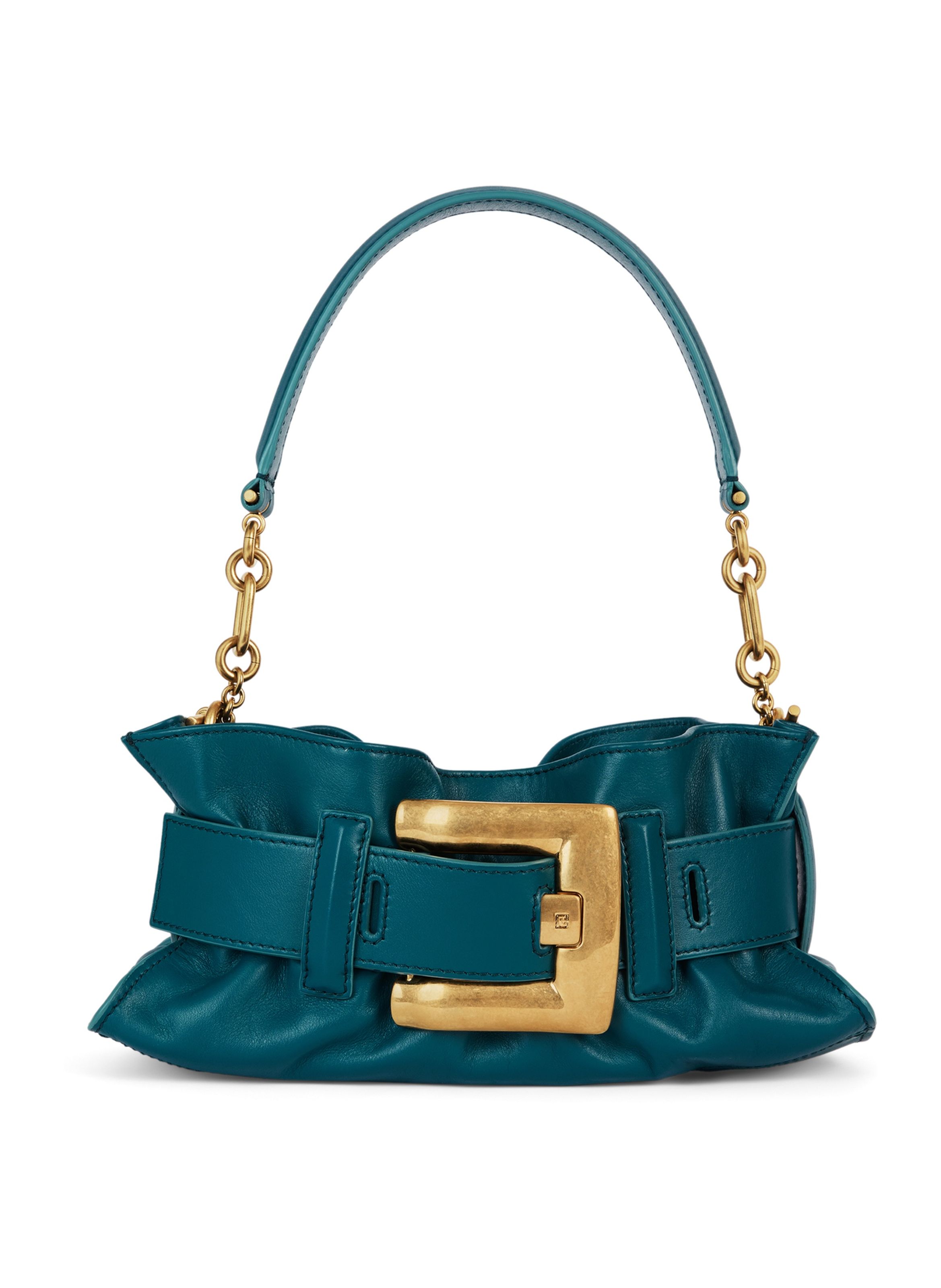 Sac anthem mini en cuir lisse BALMAIN Bleu