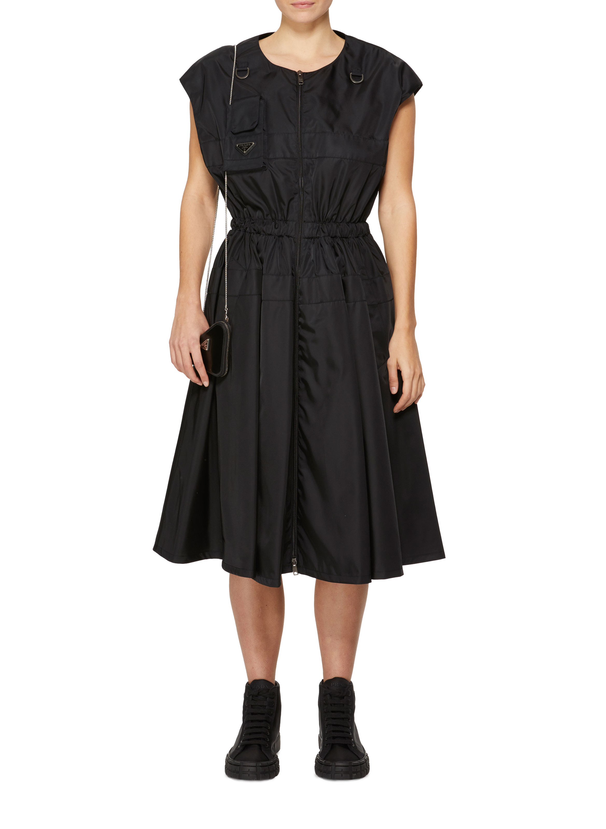 Robe midi en Re-Nylon PRADA Noir