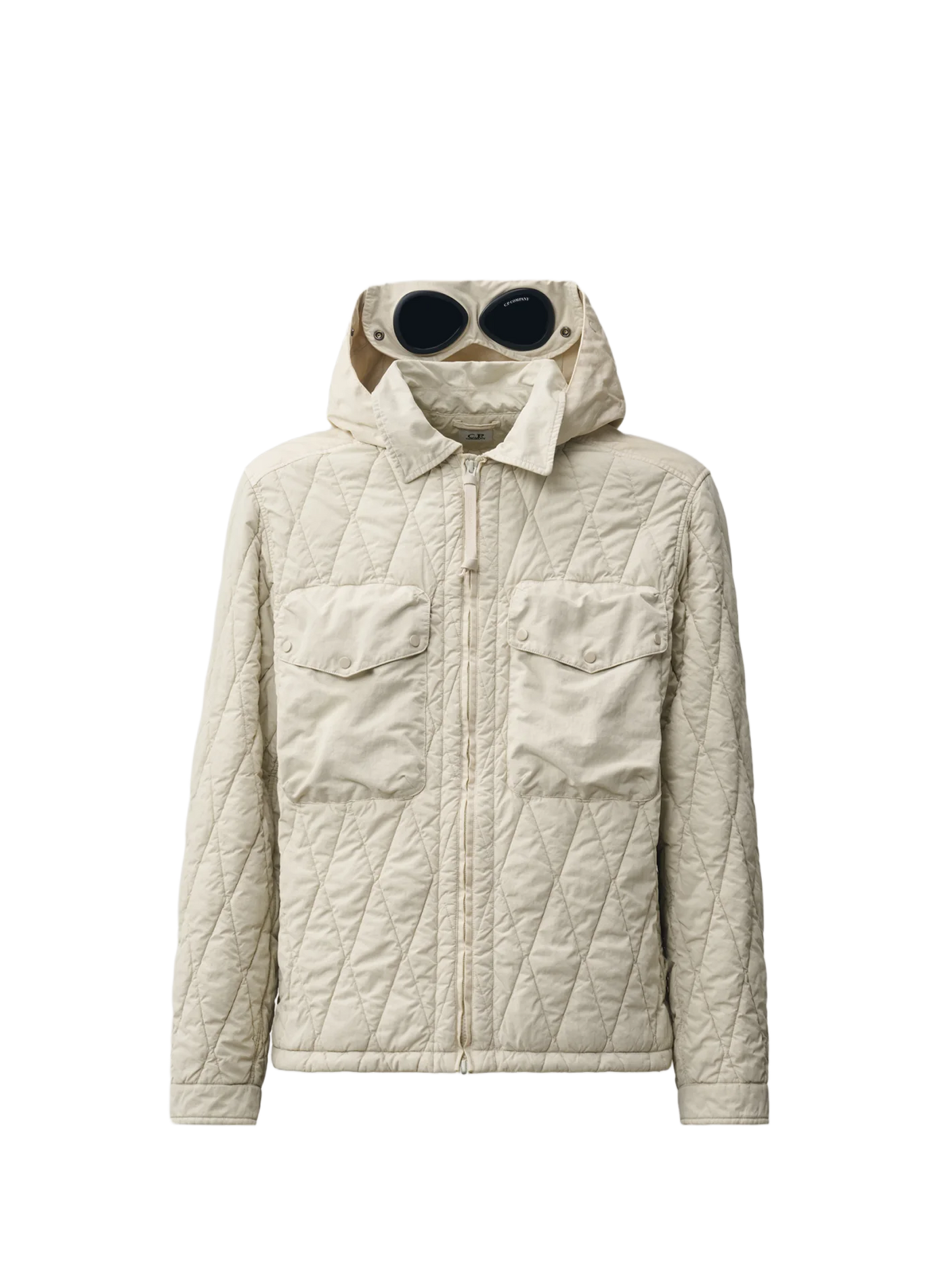 Blouson matelassé à capuche avec lunettes intégrées CP COMPANY Beige