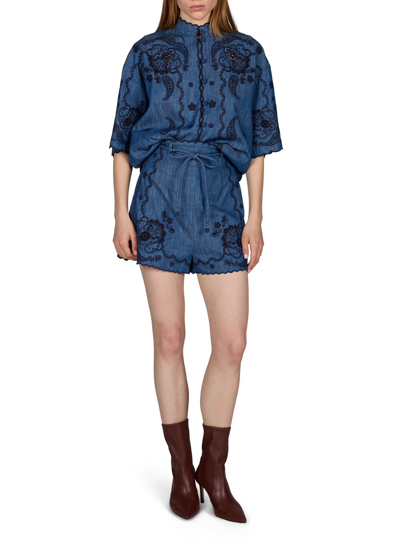 Short en denim taille haute ZIMMERMANN Bleu