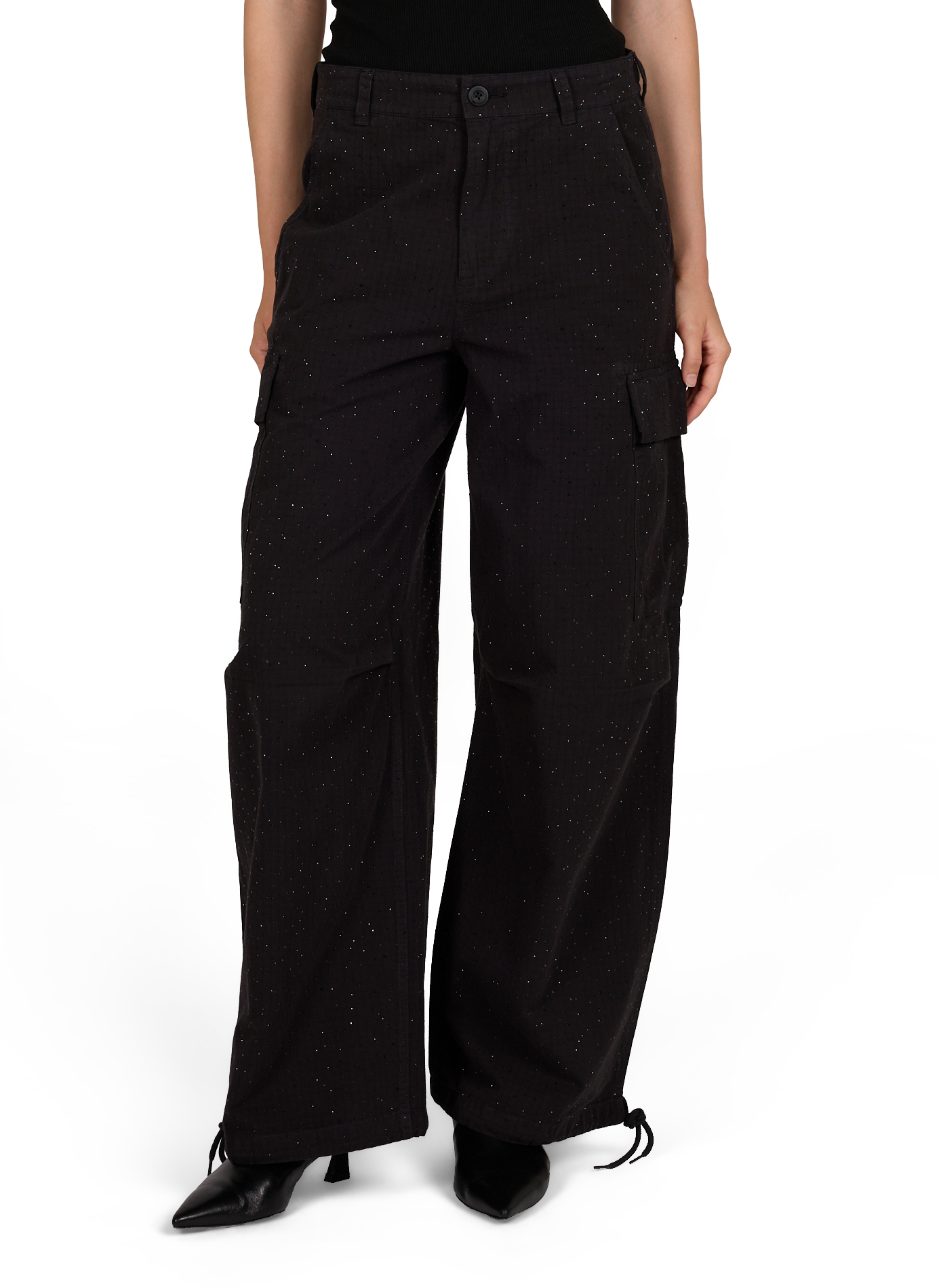 Pantalon large en coton mélangé ALEXANDER WANG Noir