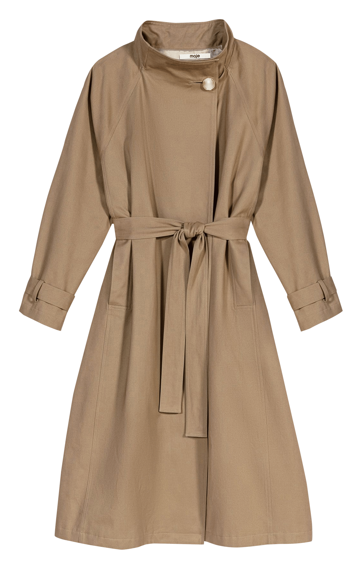 Trench col montant en coton MAJE Beige