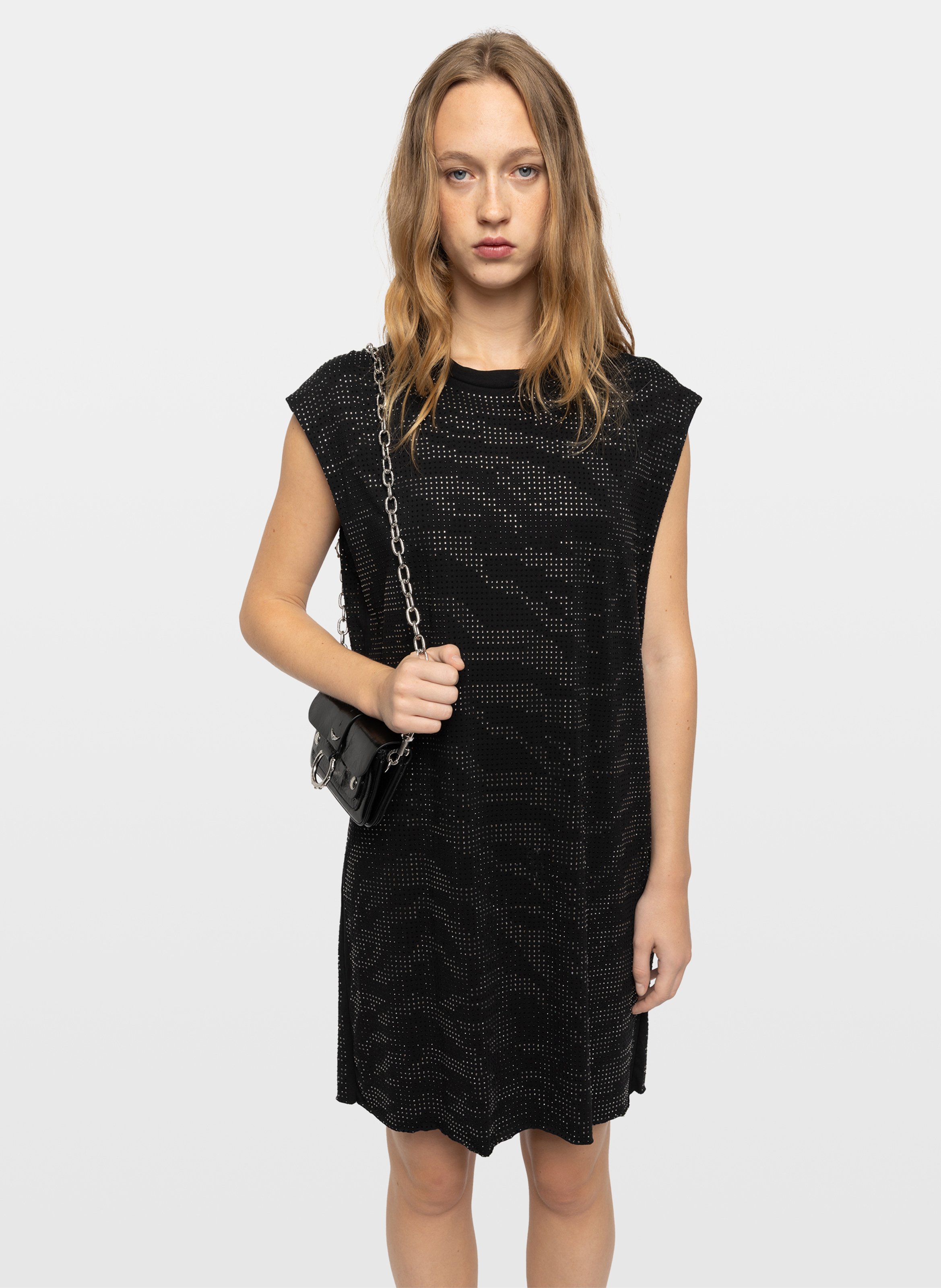 Robe courte avec strass et imprimé animal roe ZADIG&VOLTAIRE Noir