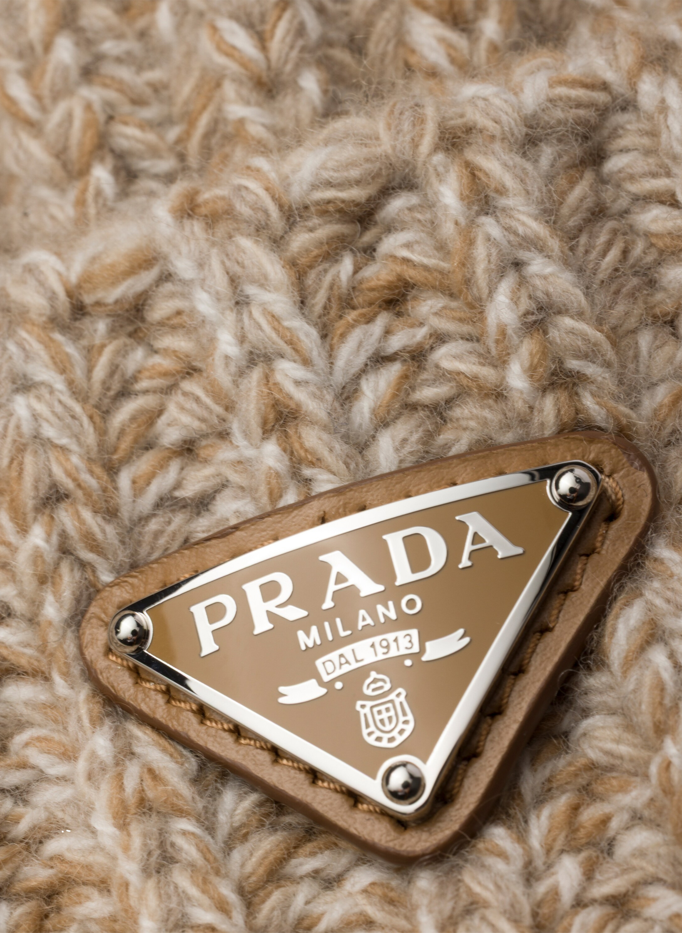 Bonnet en laine et cachemire mouliné PRADA Gris