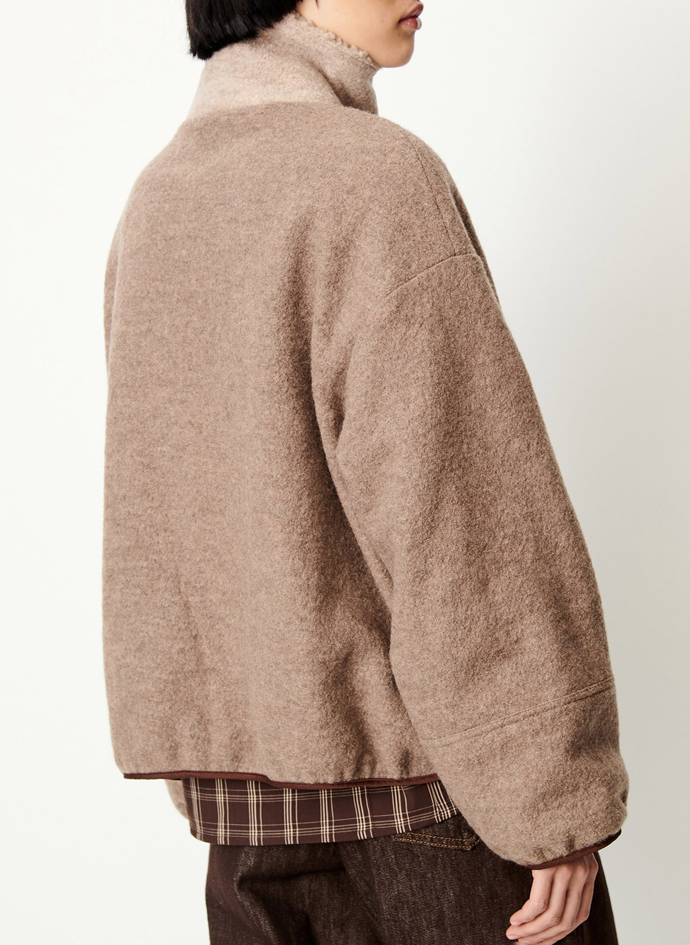 Veste col montant unie en laine nostelle SESSUN Beige