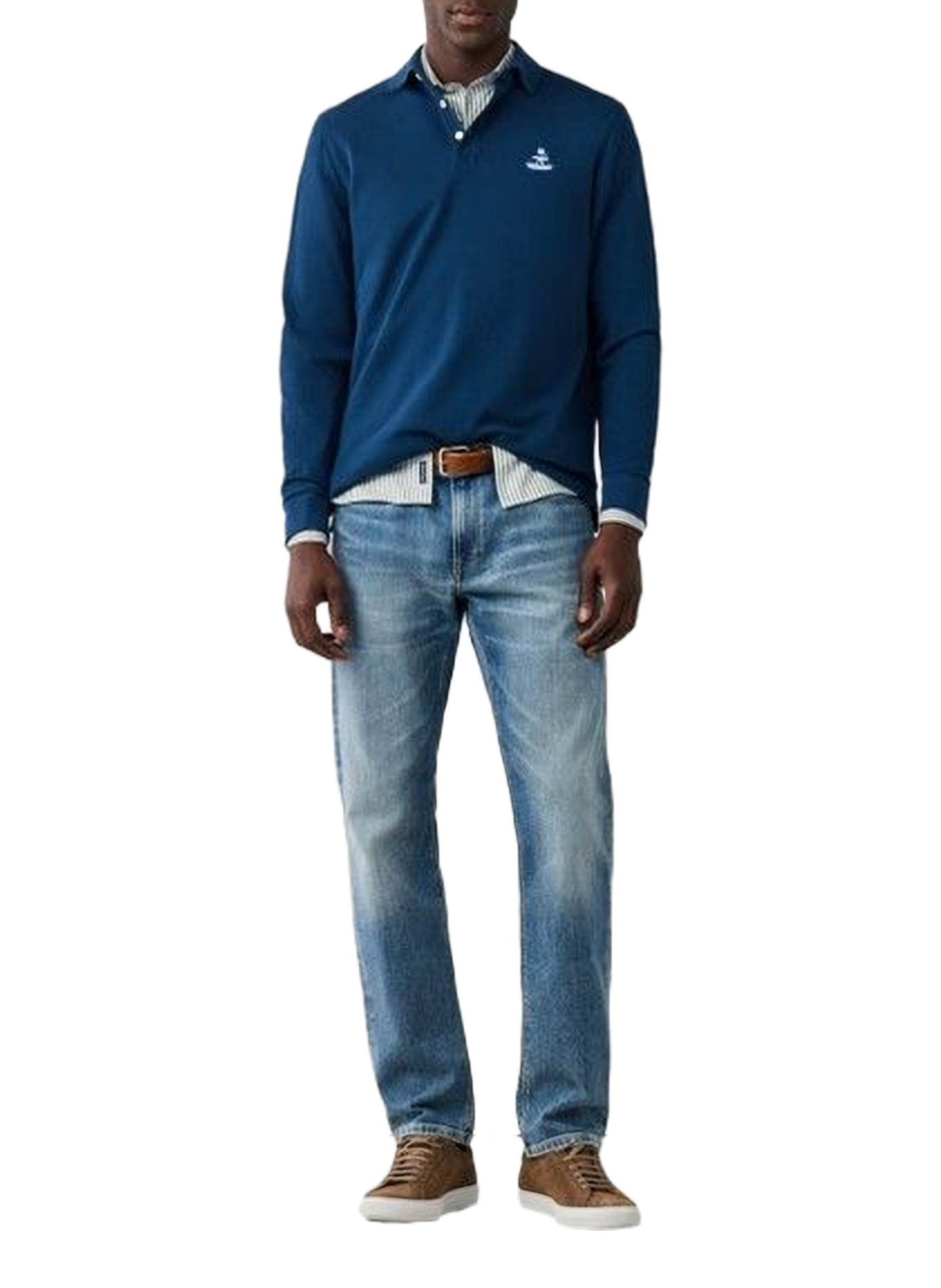 Long-sleeved cotton polo shirt FACONNABLE Blue