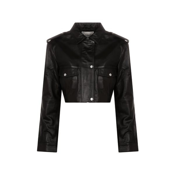 Veste courte en cuir recyclé