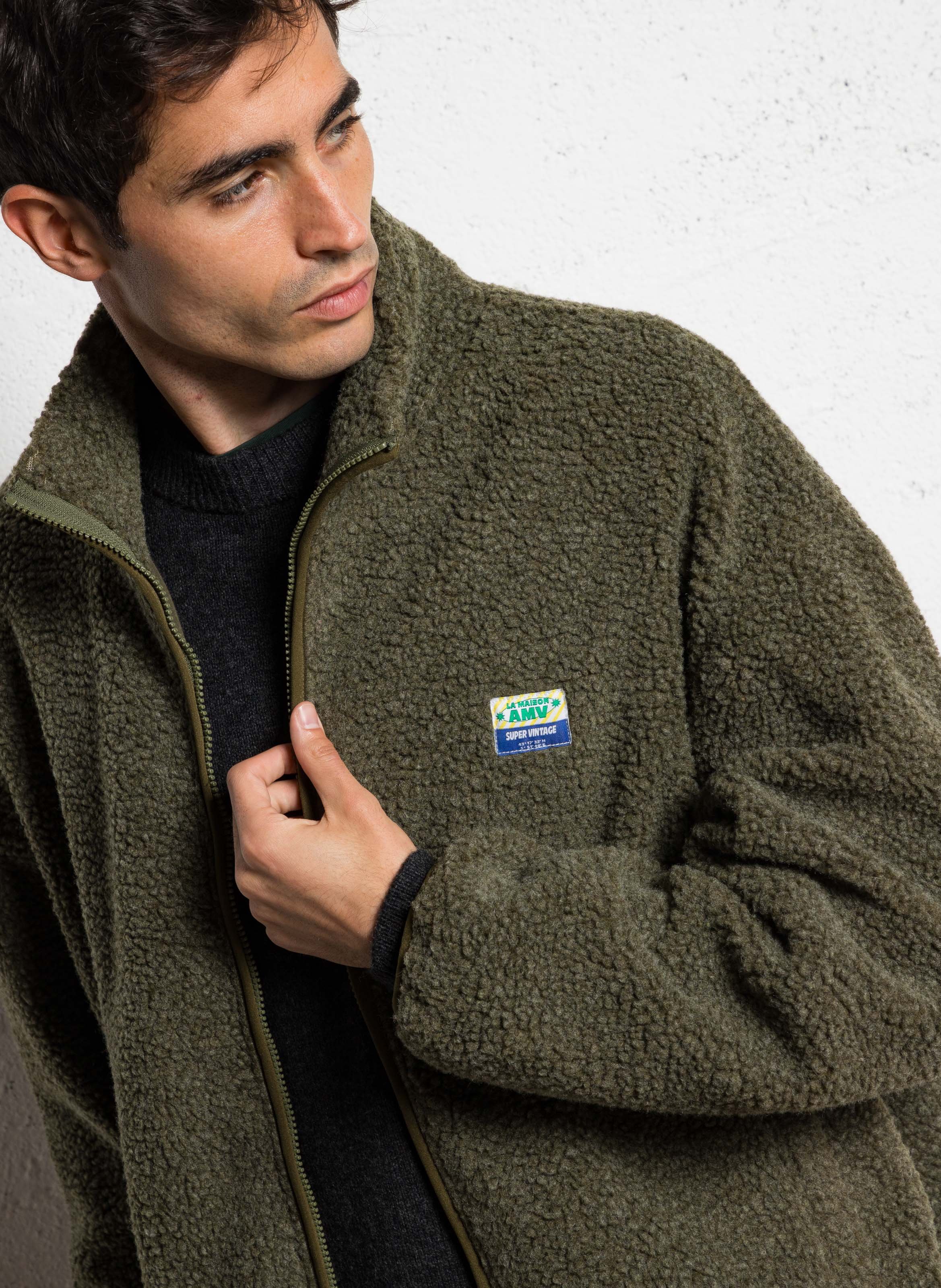 AMERICAN VINTAGE Veste col montant en sherpa hoktown Vert