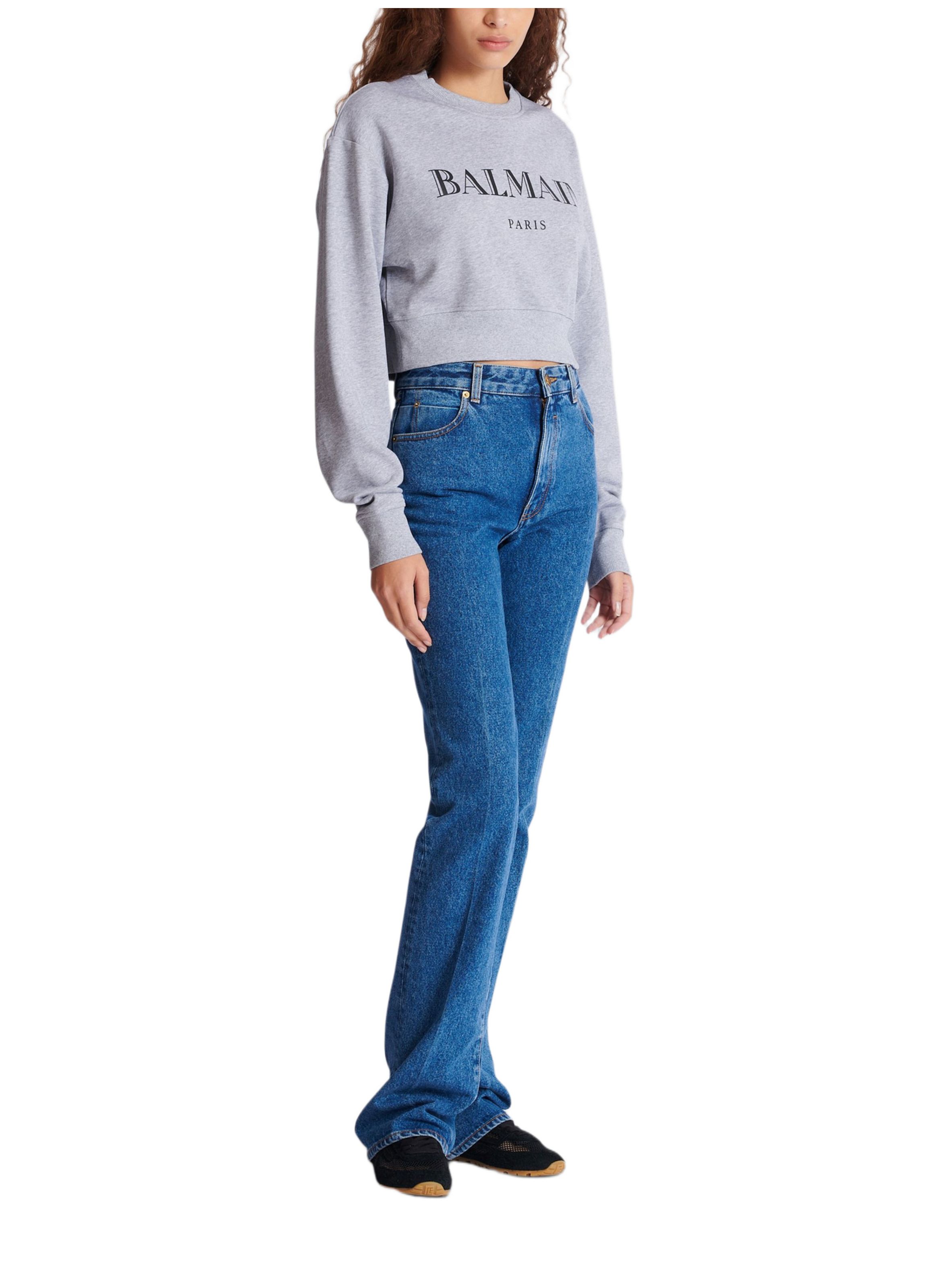 Sweat-shirt à col ras du cou imprimé balmain BALMAIN Gris