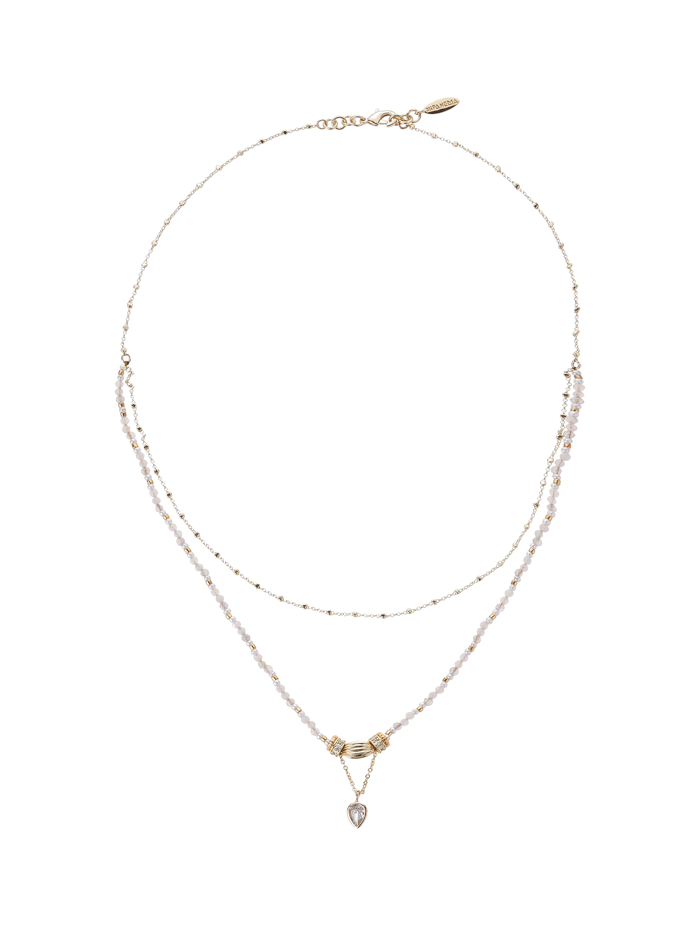 Collier multirangs perles et pendentif talena HIPANEMA Blanc