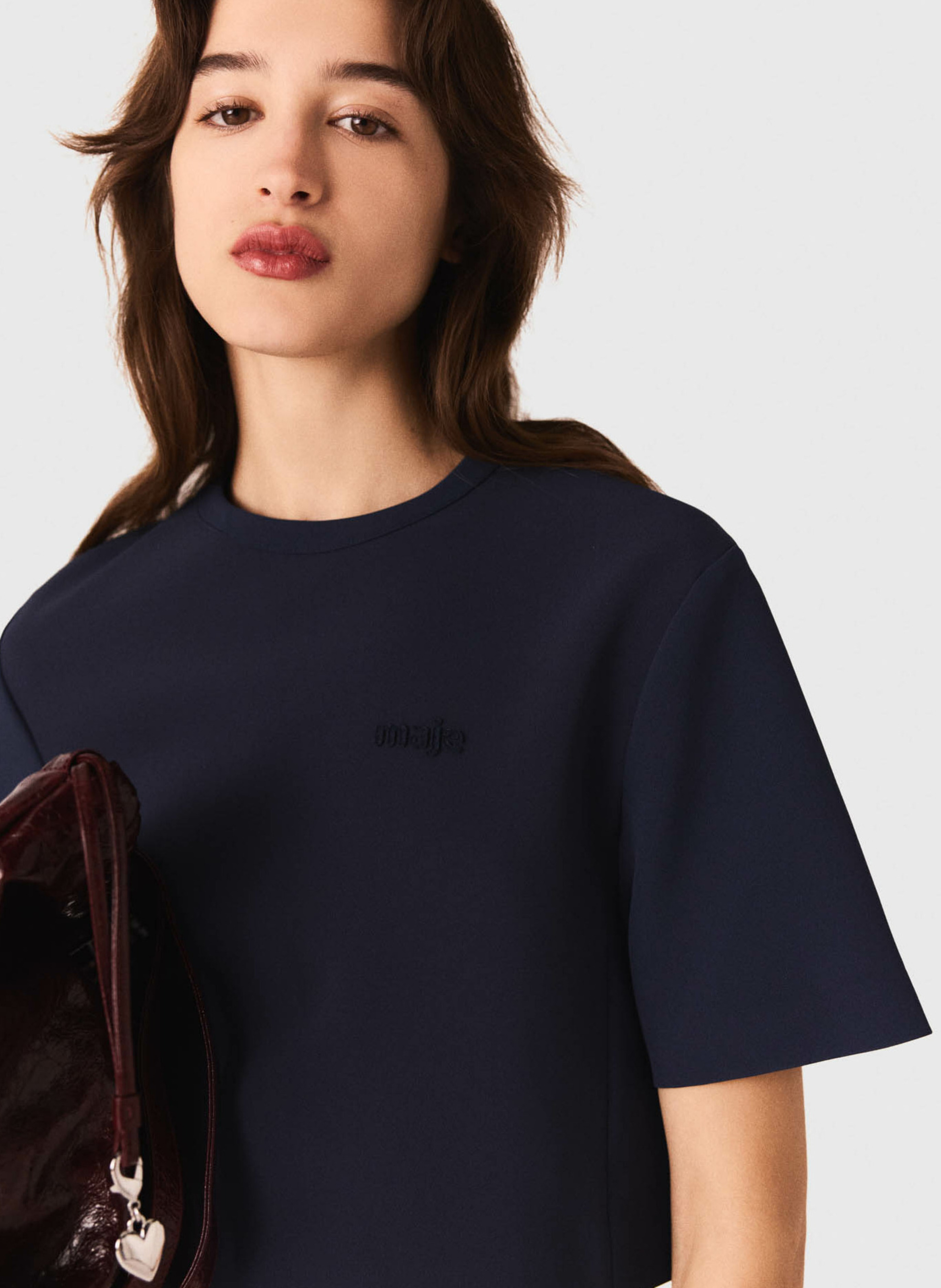 Tee-shirt col rond MAJE Bleu