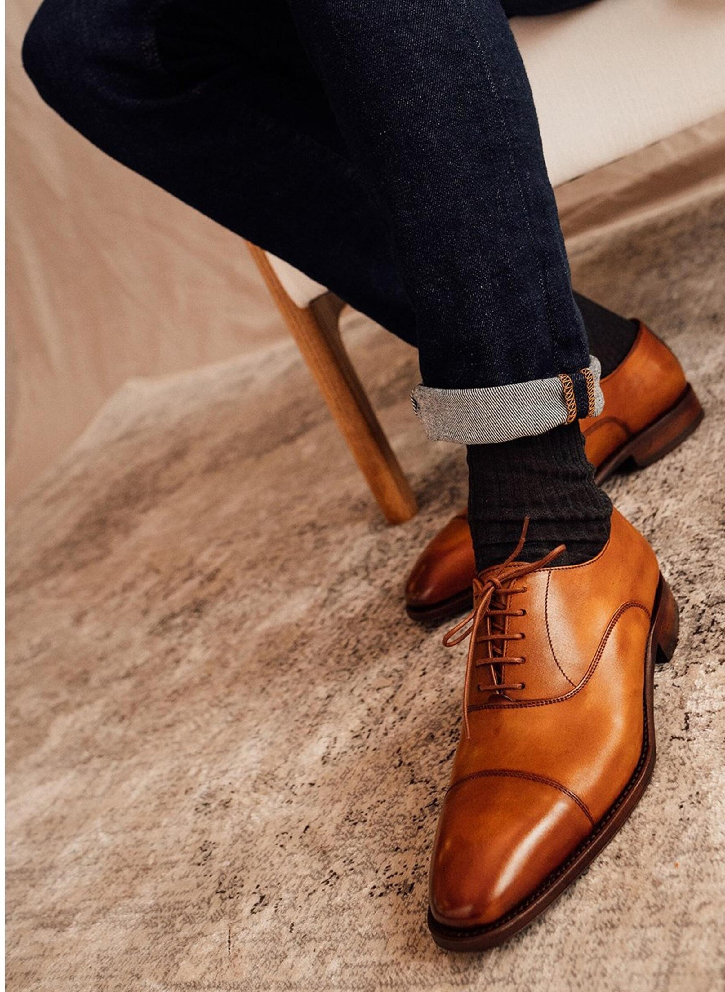 Richelieu cuir patiné consul FINSBURY Marron