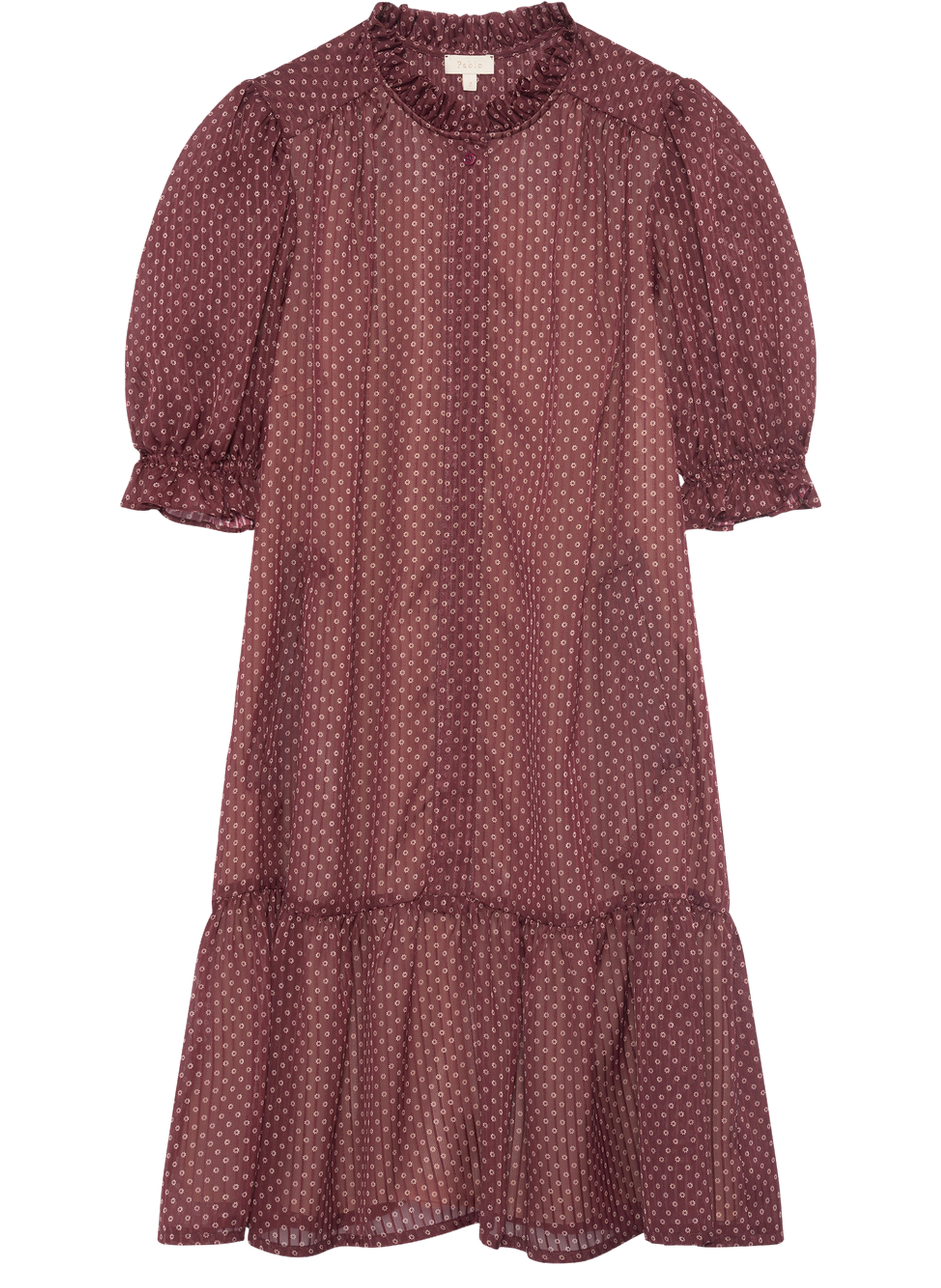 Robe courte à volants imprimé jacquard - lisa PABLO Rouge