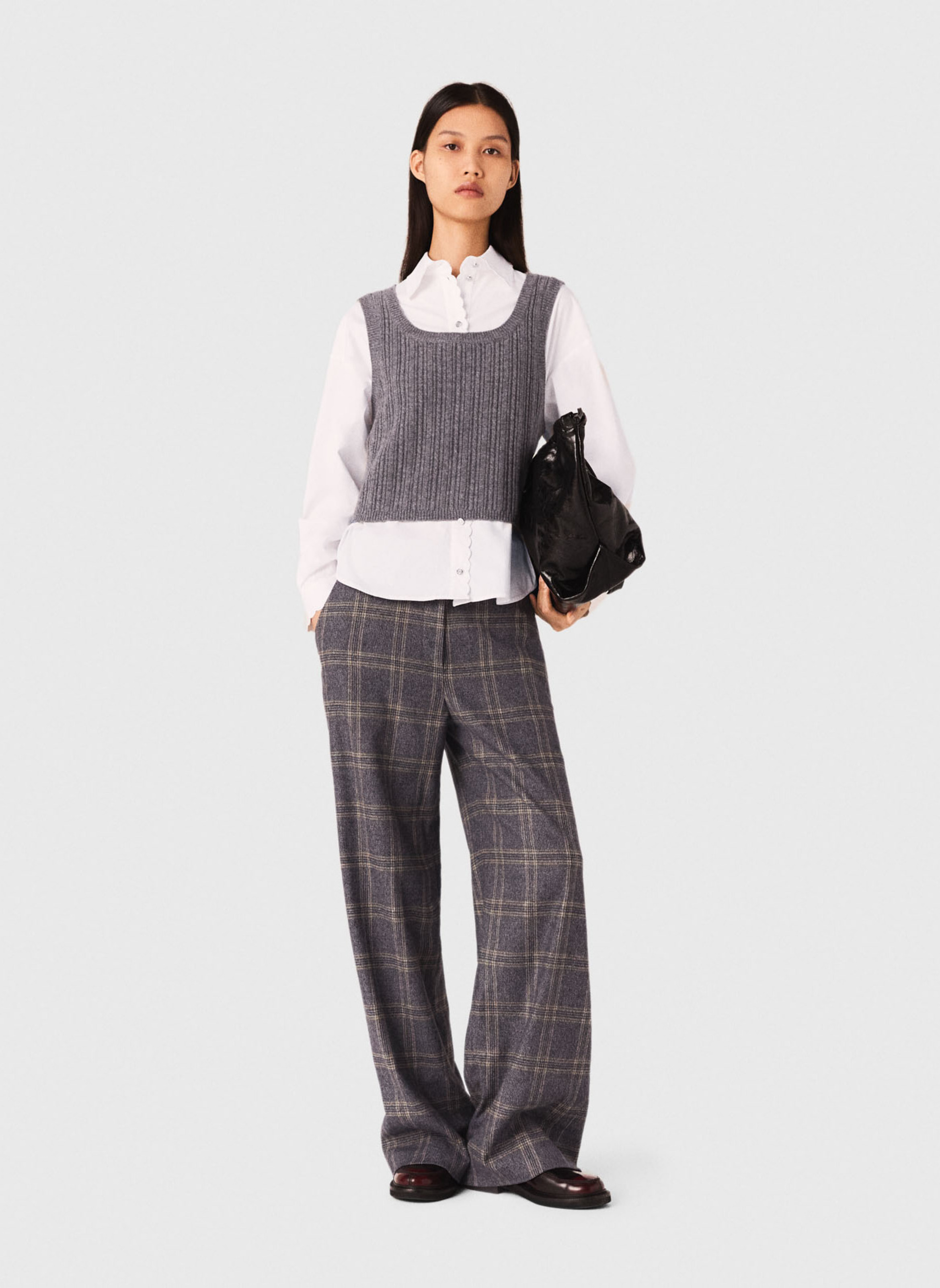 Top en maille 2-en-1 MAJE Gris